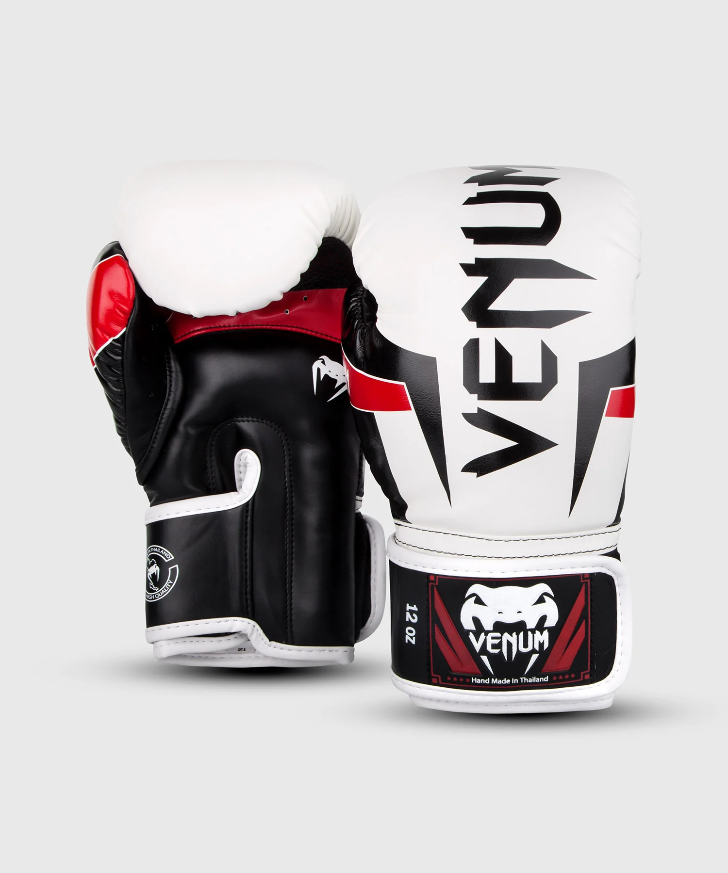 Venum Elite Boxing Gloves - White/Black/Red - Image 2