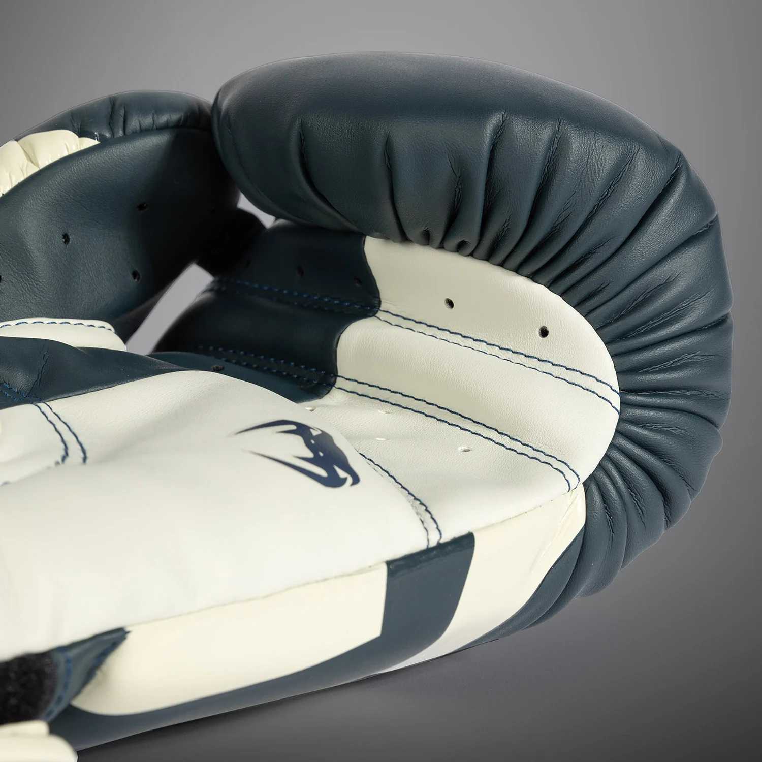 Venum Elite Boxing Gloves - White/Navy Blue - Image 5