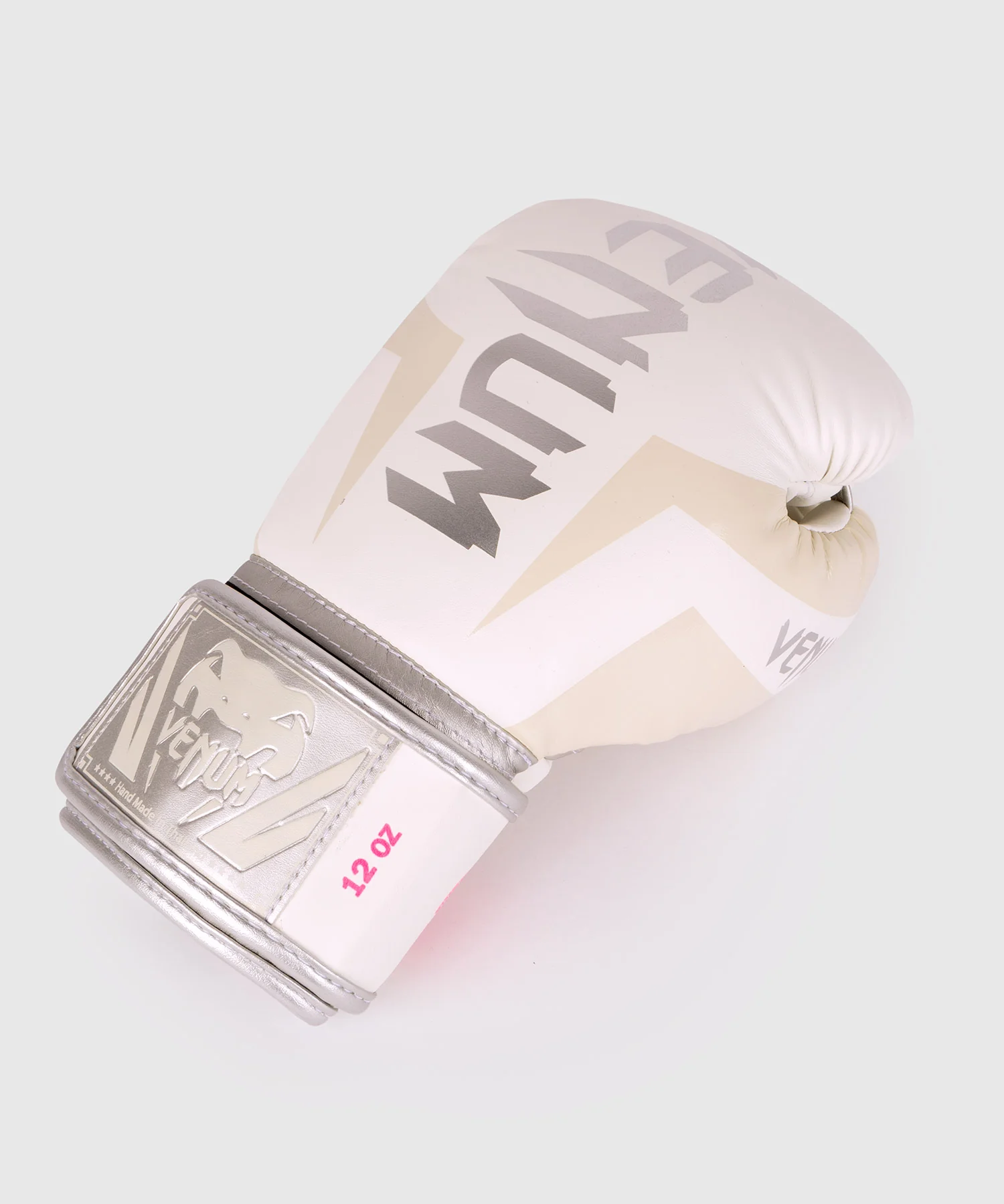 Venum Elite Boxing Gloves - White/Silver-Pink - Image 7