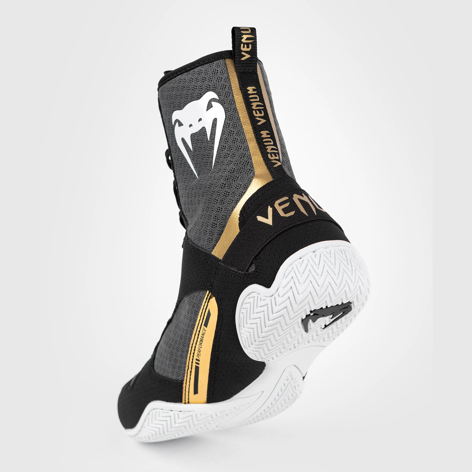Venum Elite Boxing Shoes - Black/White/Gold - Image 5
