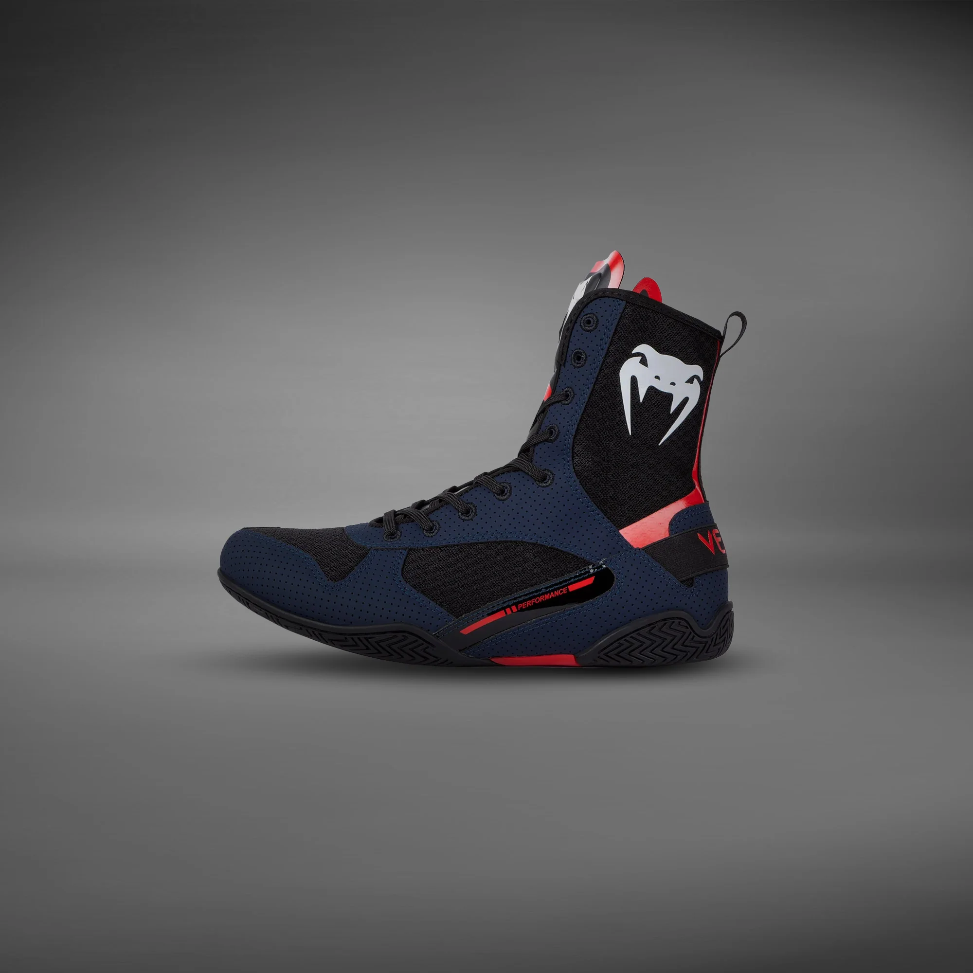 Venum Elite Boxing Shoes - Navy/Black/Red - Image 2