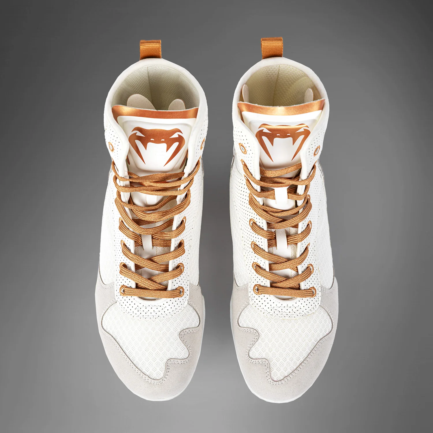 Venum Elite Boxing Shoes - White/Gold - Image 3