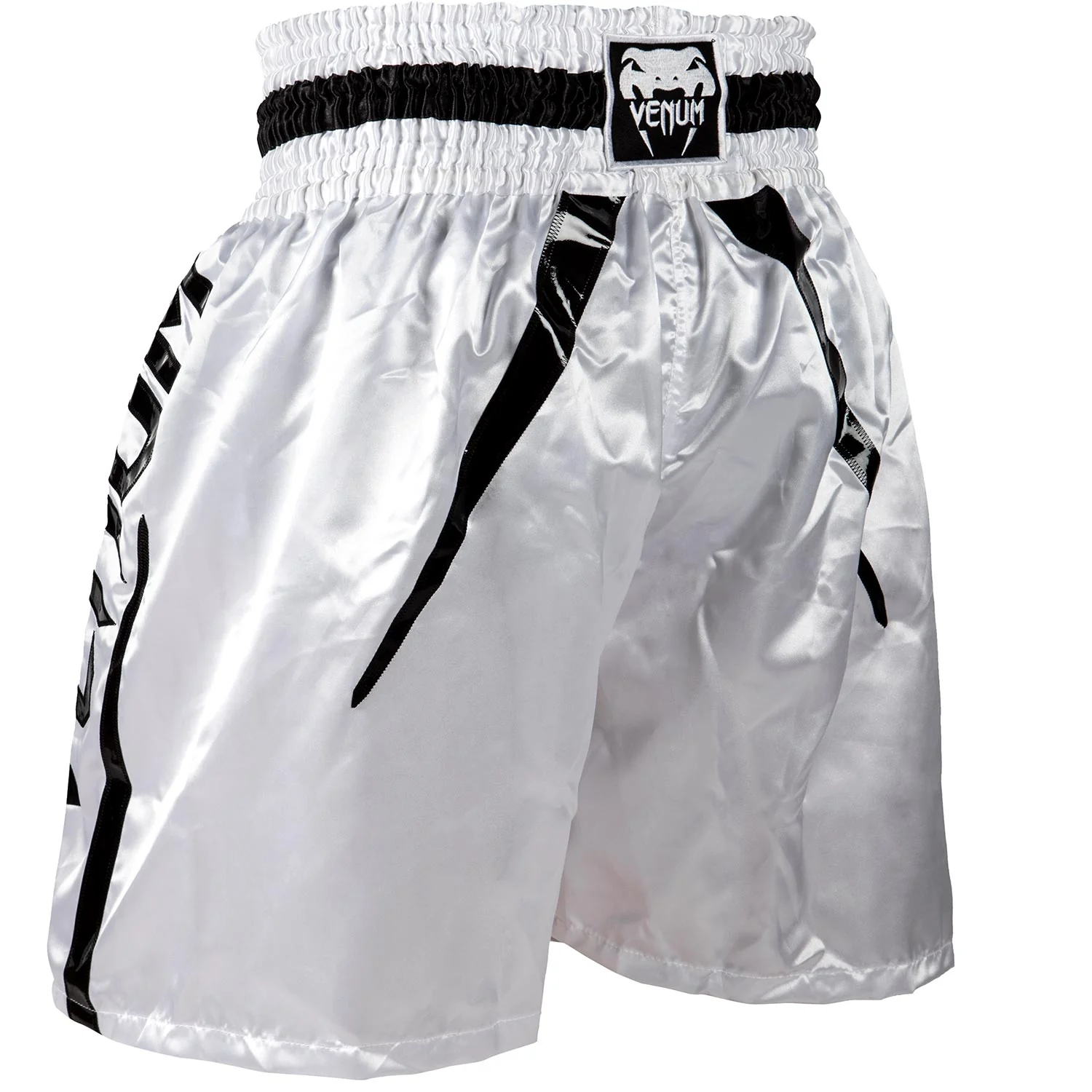 Venum Elite Boxing Shorts - White/Black - Image 3