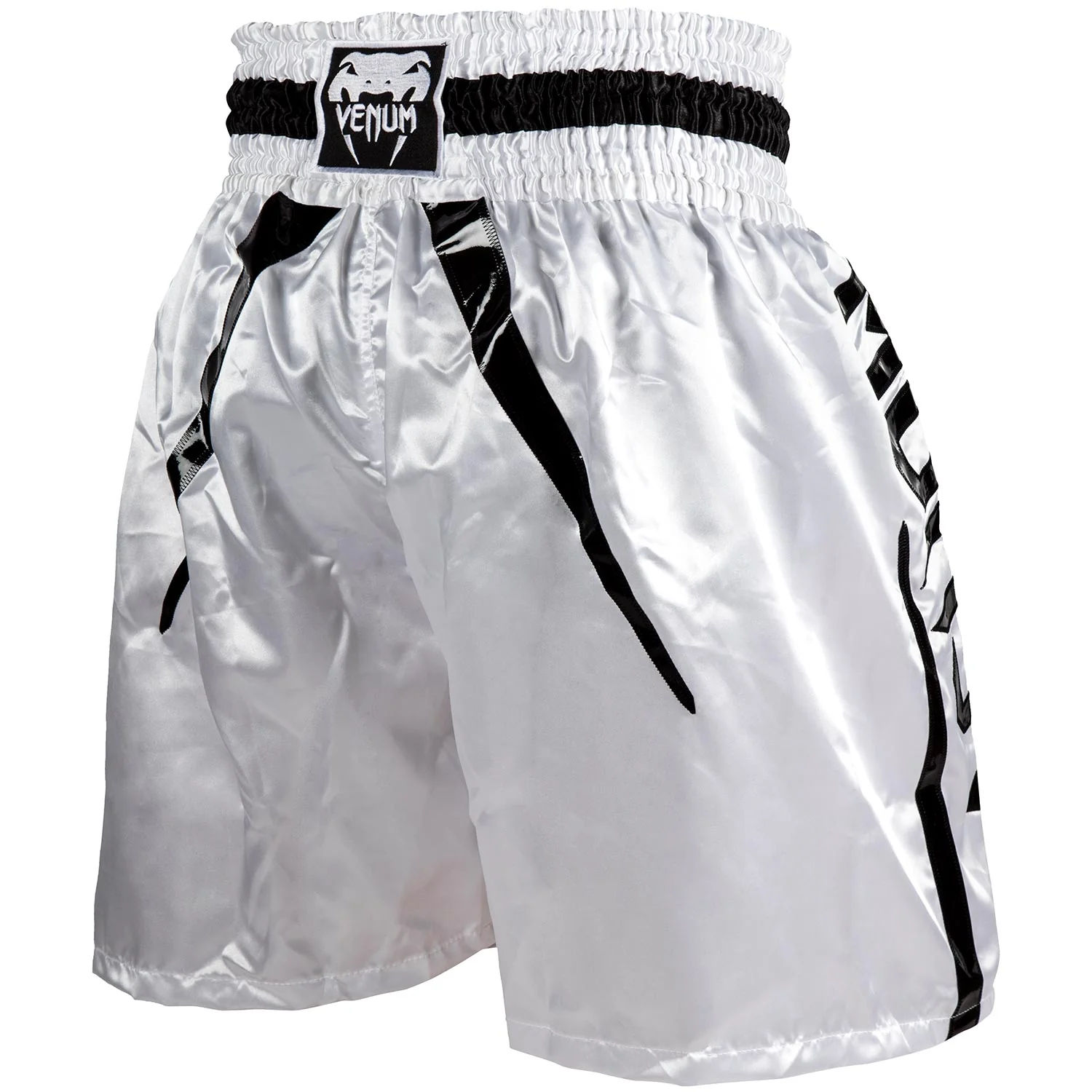 Venum Elite Boxing Shorts - White/Black - Image 4