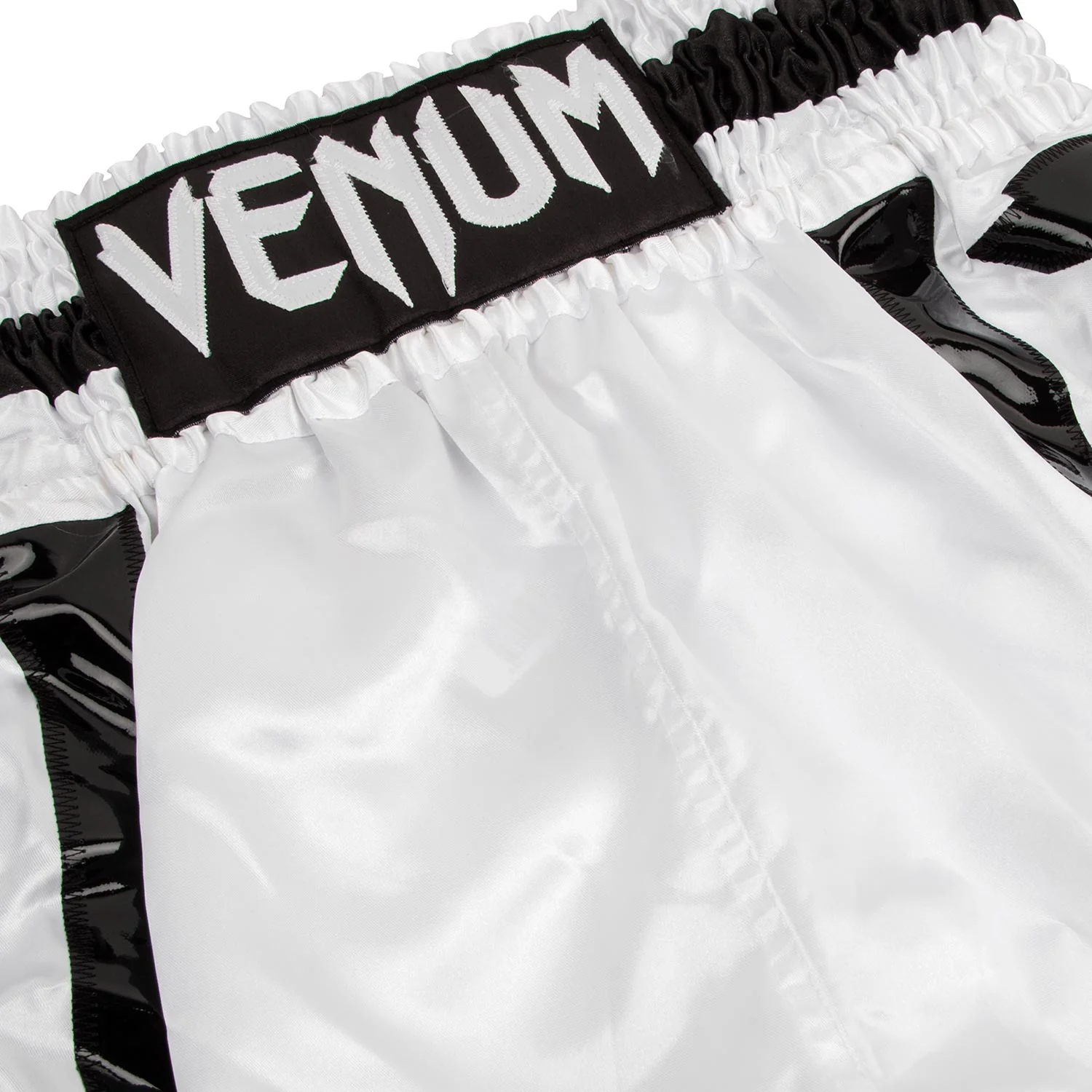 Venum Elite Boxing Shorts - White/Black - Image 5