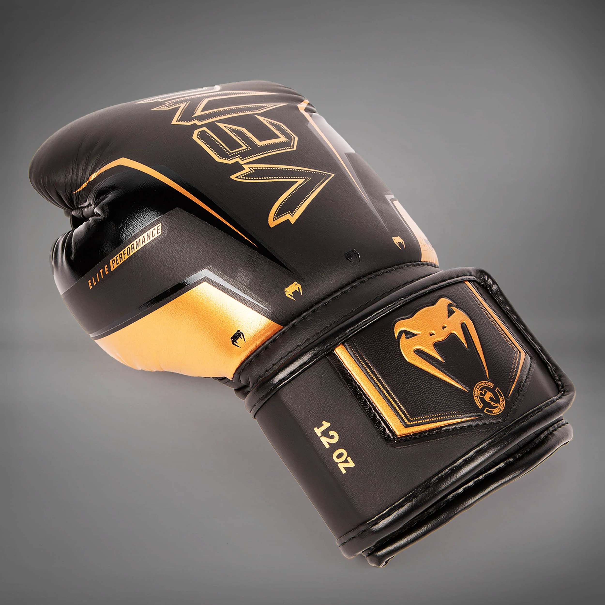 Venum Elite Evo Boxing Gloves - Black/Bronze - Image 4