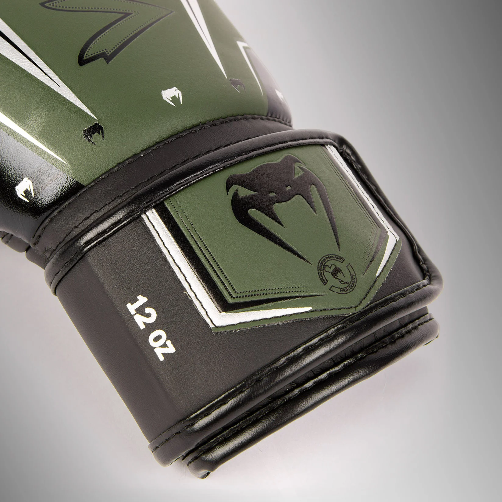 Venum Elite Evo Boxing Gloves - Khaki/Silver - Image 7