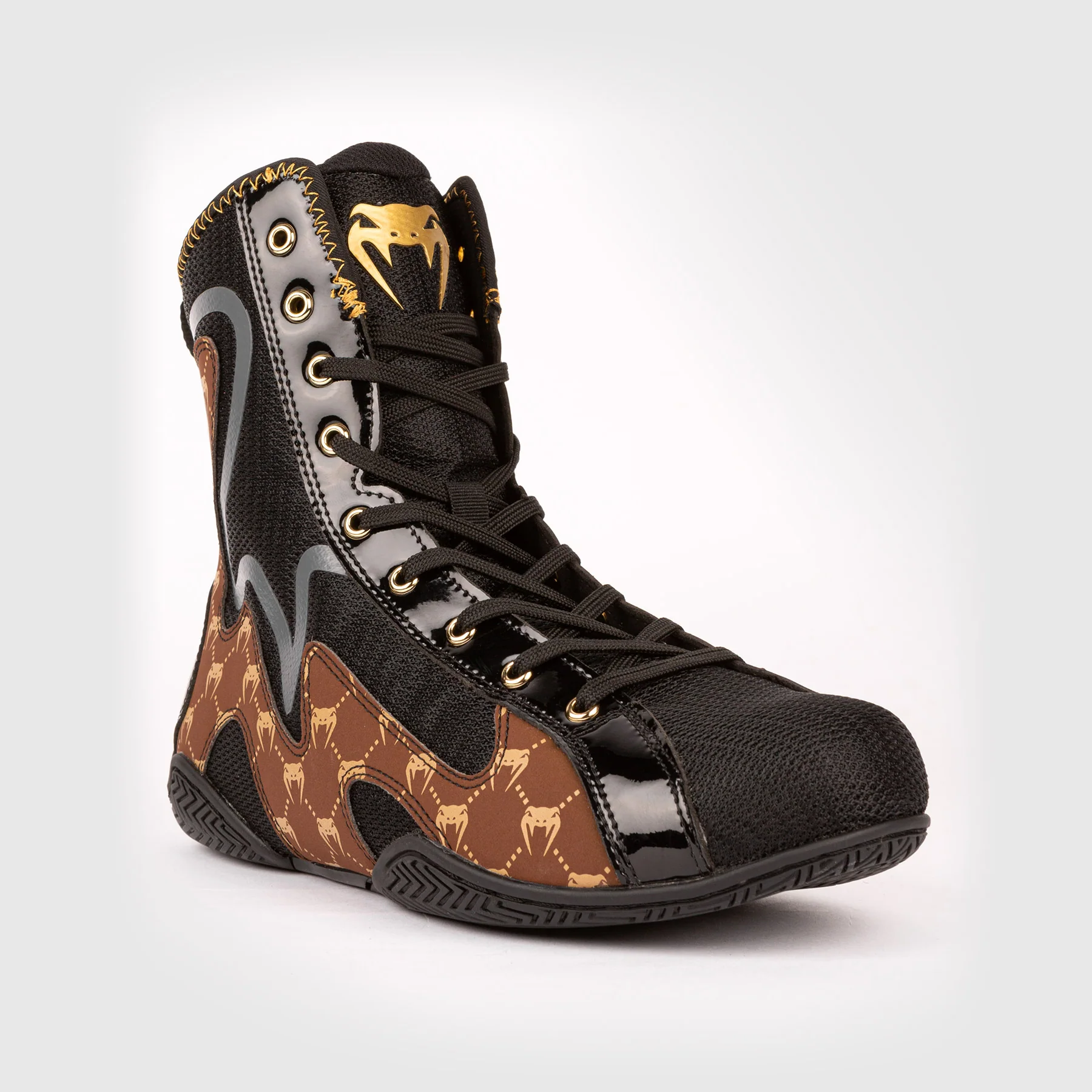 Venum Elite Evo Monogram Boxing Shoes – Black/Brown - Image 5