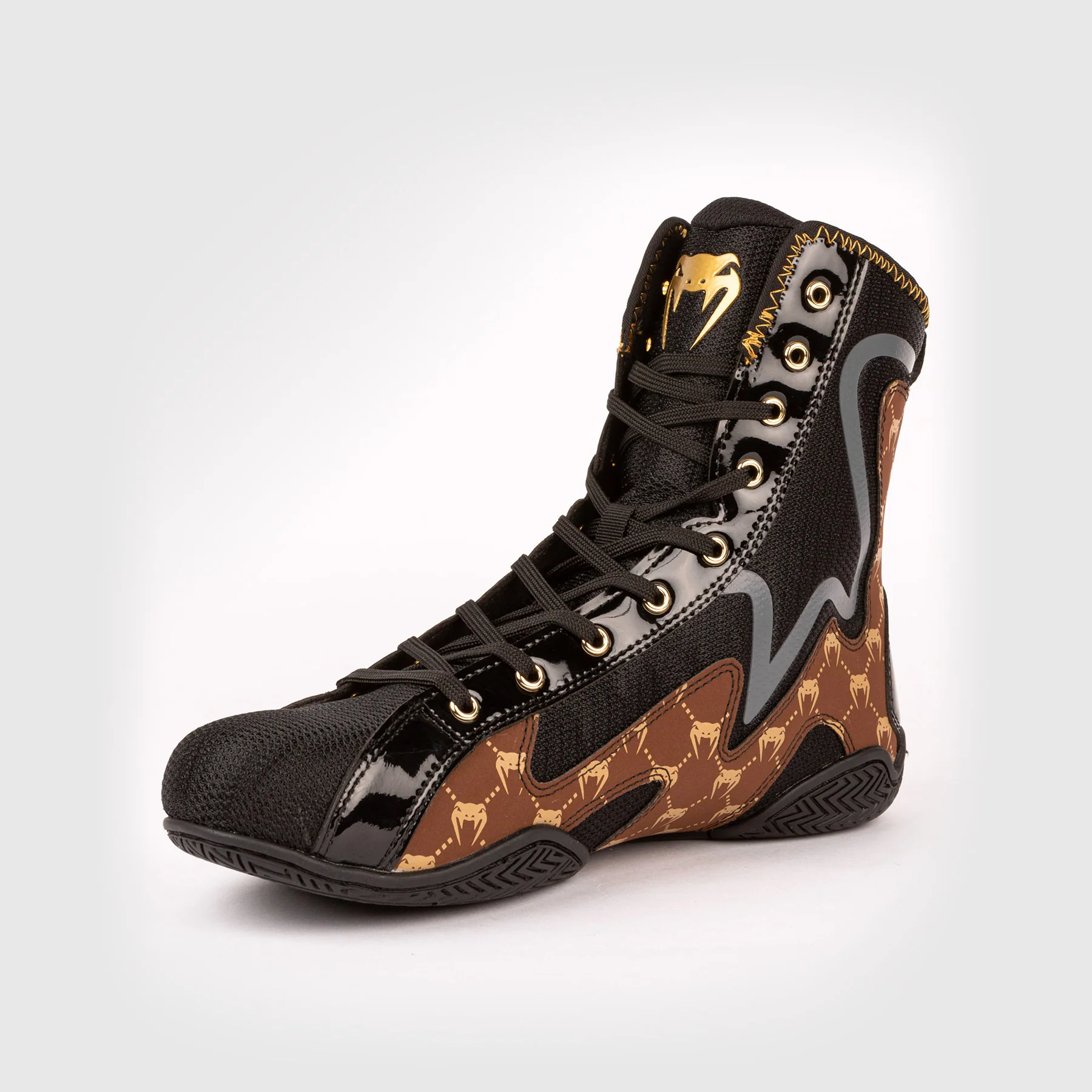 Venum Elite Evo Monogram Boxing Shoes – Black/Brown - Image 6