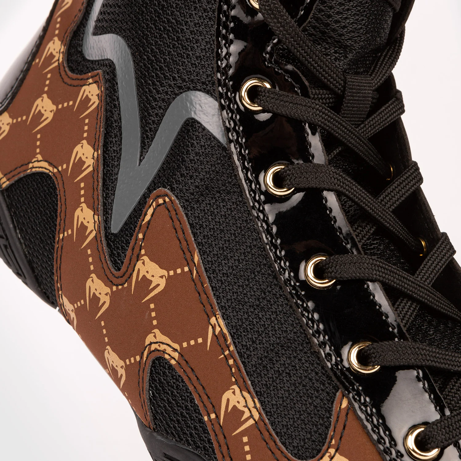 Venum Elite Evo Monogram Boxing Shoes – Black/Brown - Image 8