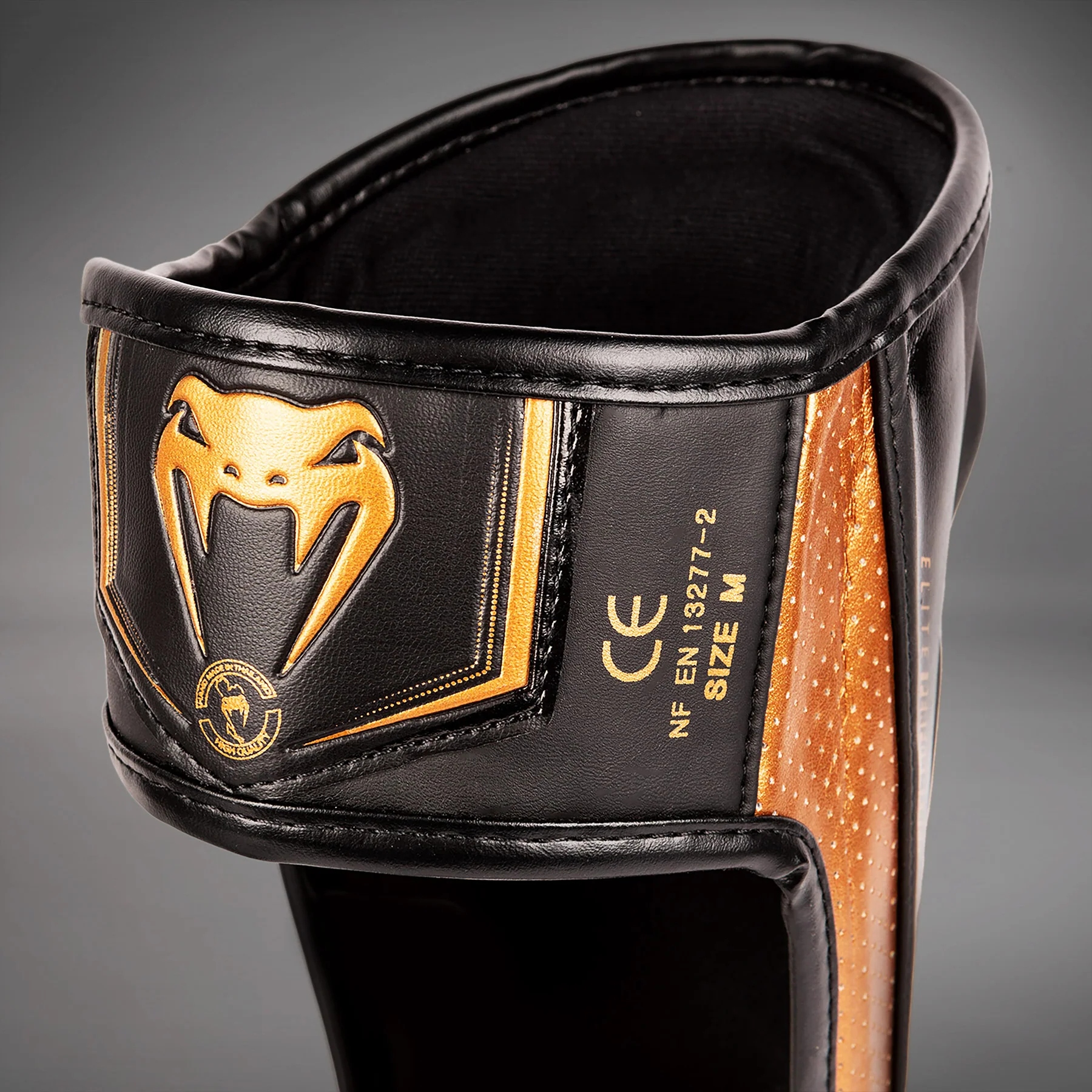 Venum Elite Evo Shinguards - Black/Bronze - Image 6