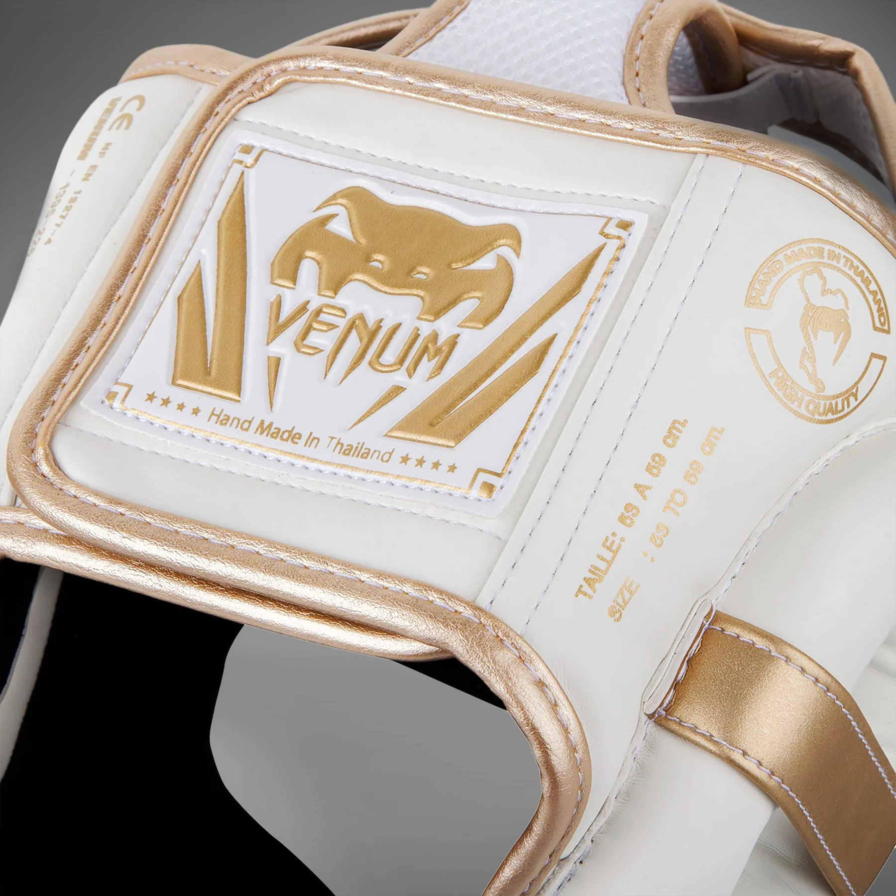 Venum Elite Headgear-White/Gold - Image 4