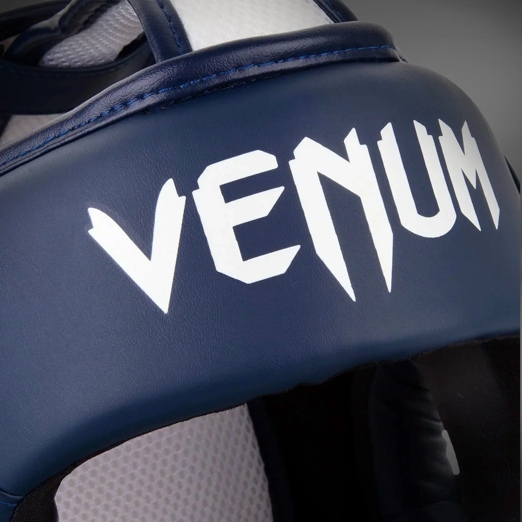 Venum Elite Headgear - White/Navy Blue - Image 3