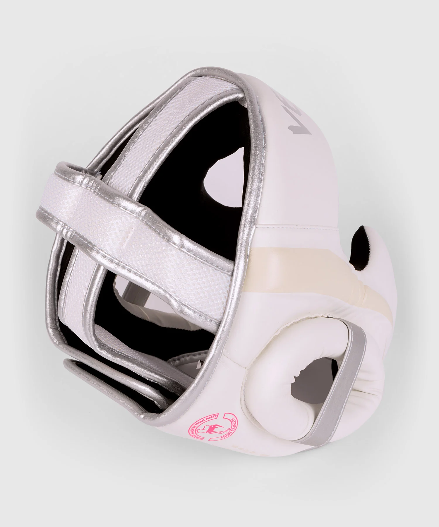 Venum Elite Headgear - White/Silver-Pink - Image 3
