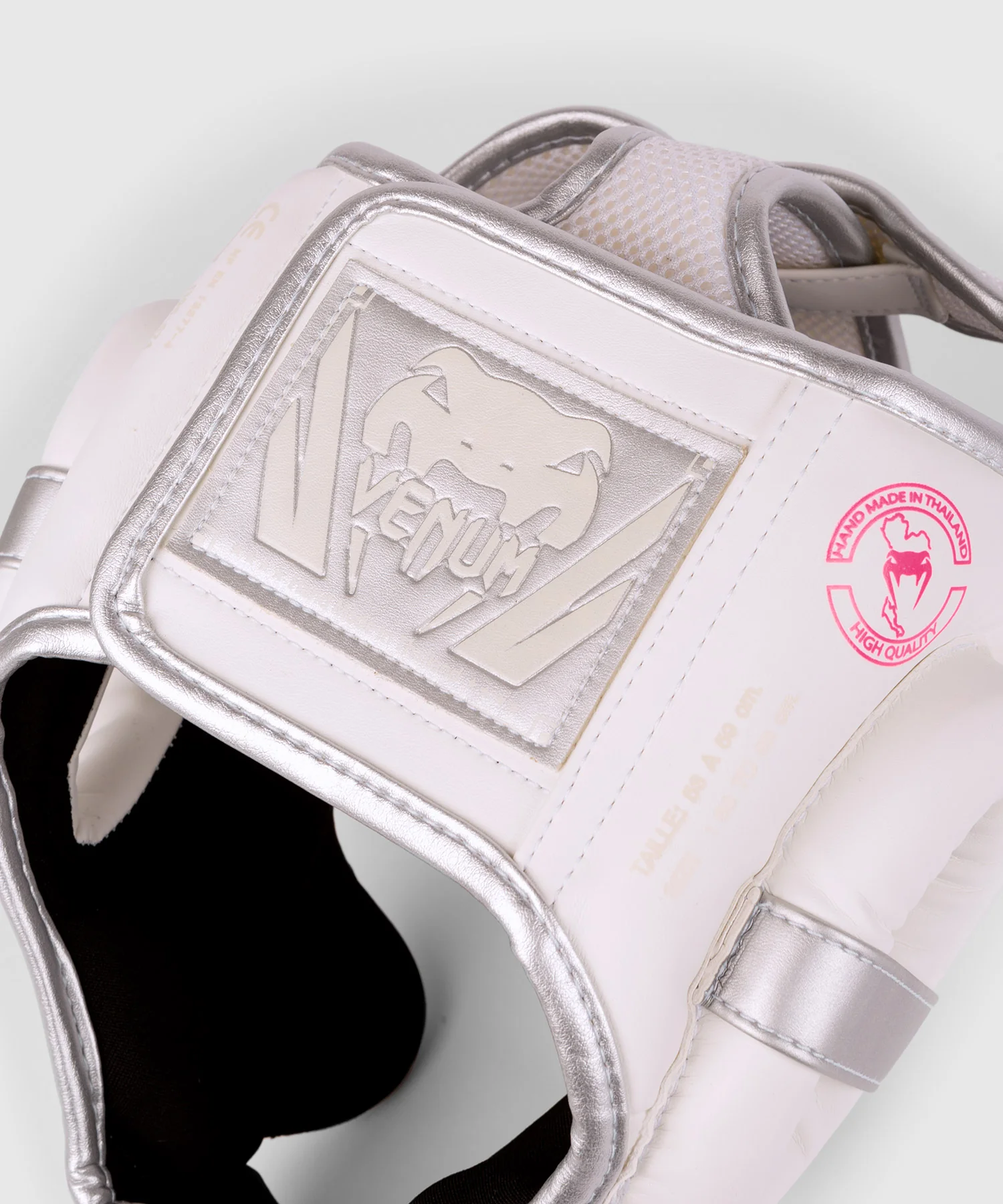 Venum Elite Headgear - White/Silver-Pink - Image 4
