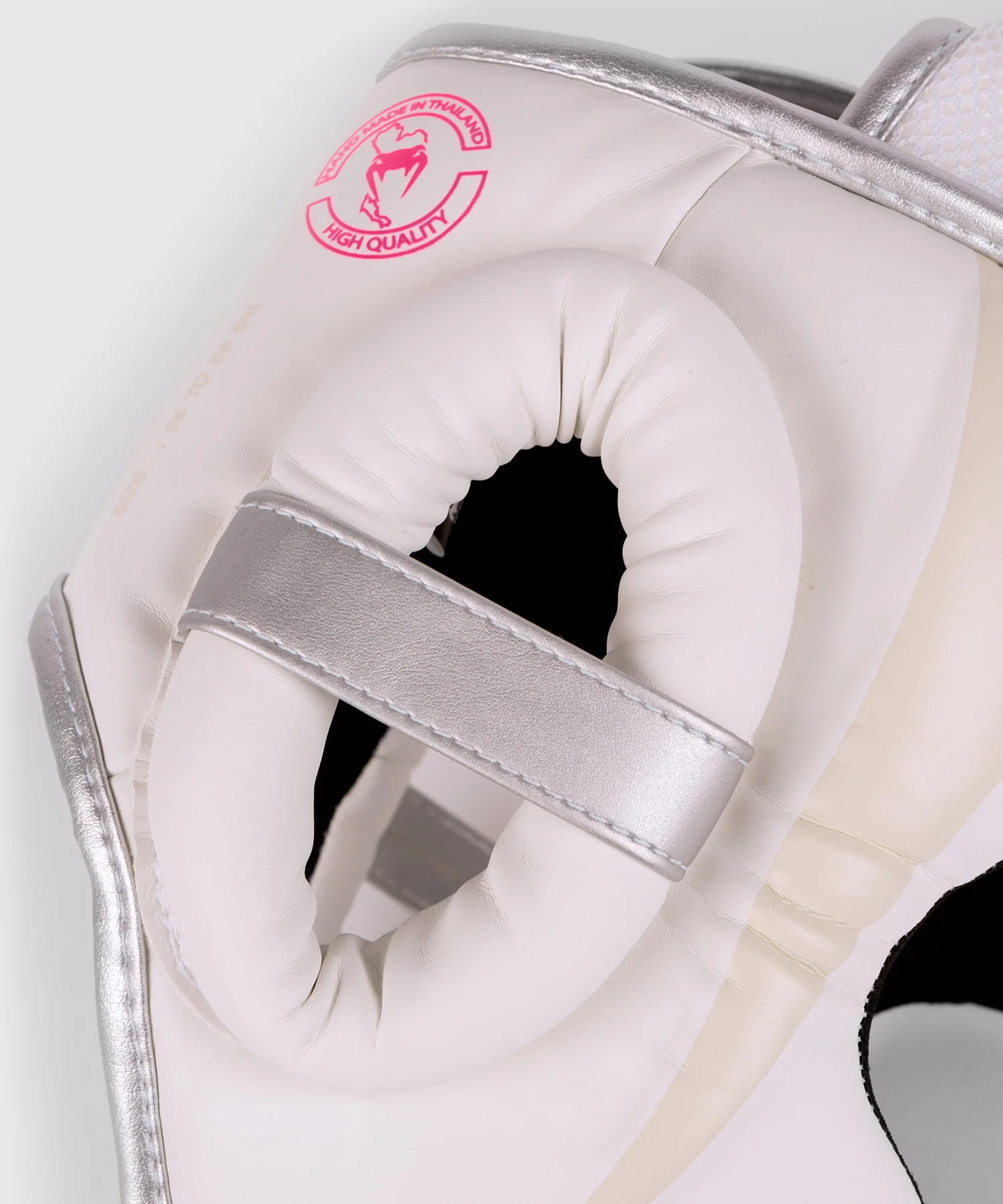 Venum Elite Headgear - White/Silver-Pink - Image 5