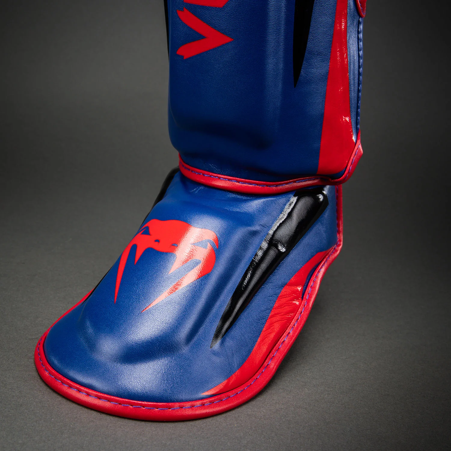 Venum Elite Shin Guards - Dark Blue/Red - Image 4