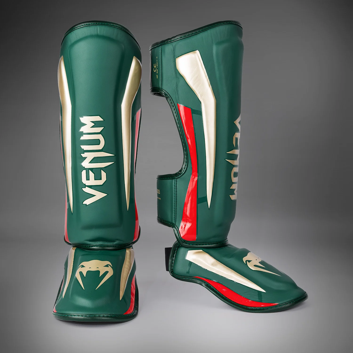 Venum Elite Shin Guards - Green - Special Edition - Image 2