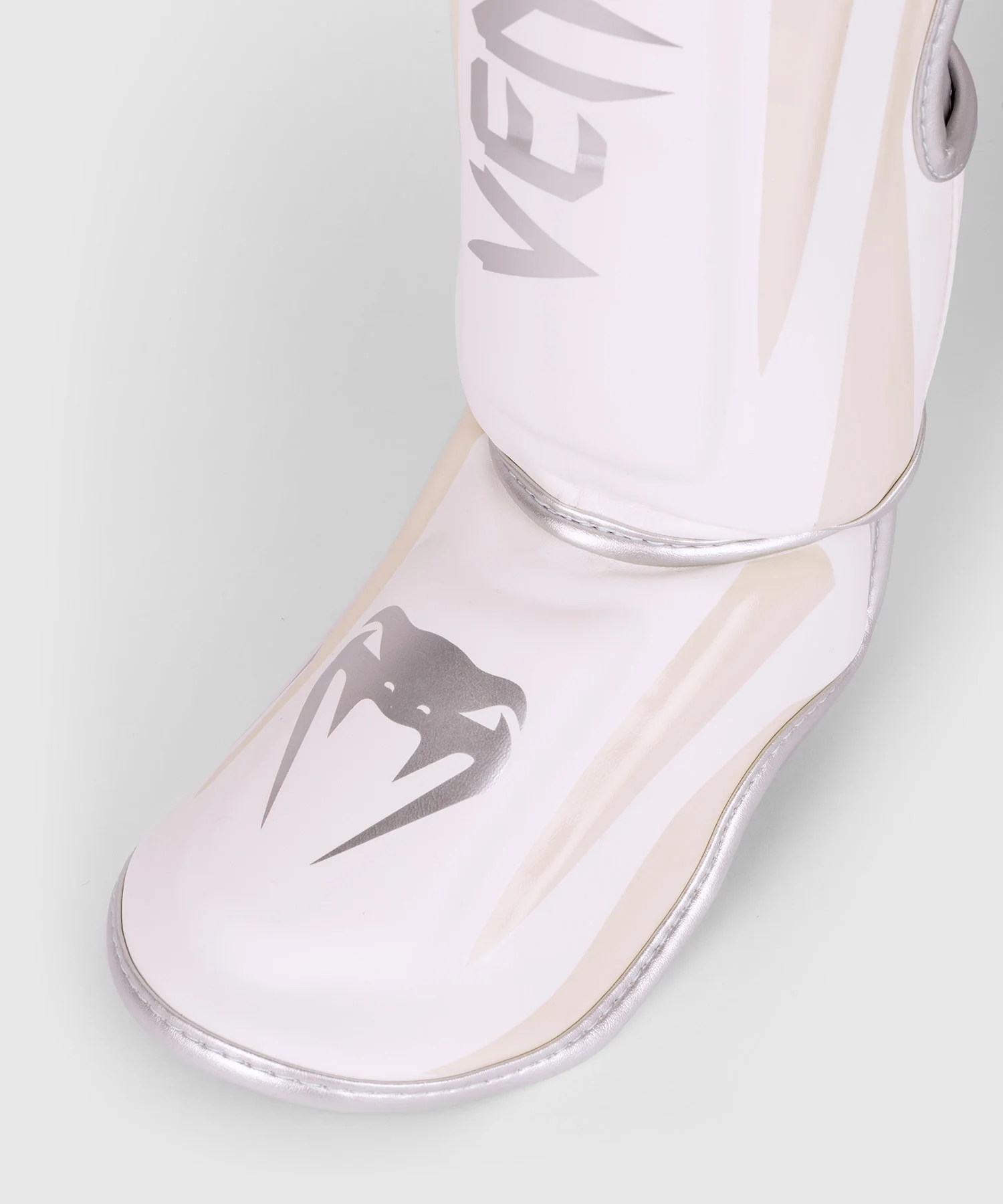 Venum Elite Shin Guards - White/Silver-Pink - Image 3