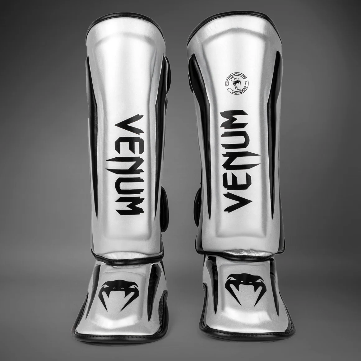 Venum Elite Standup Shinguards - Silver/Black - Image 2