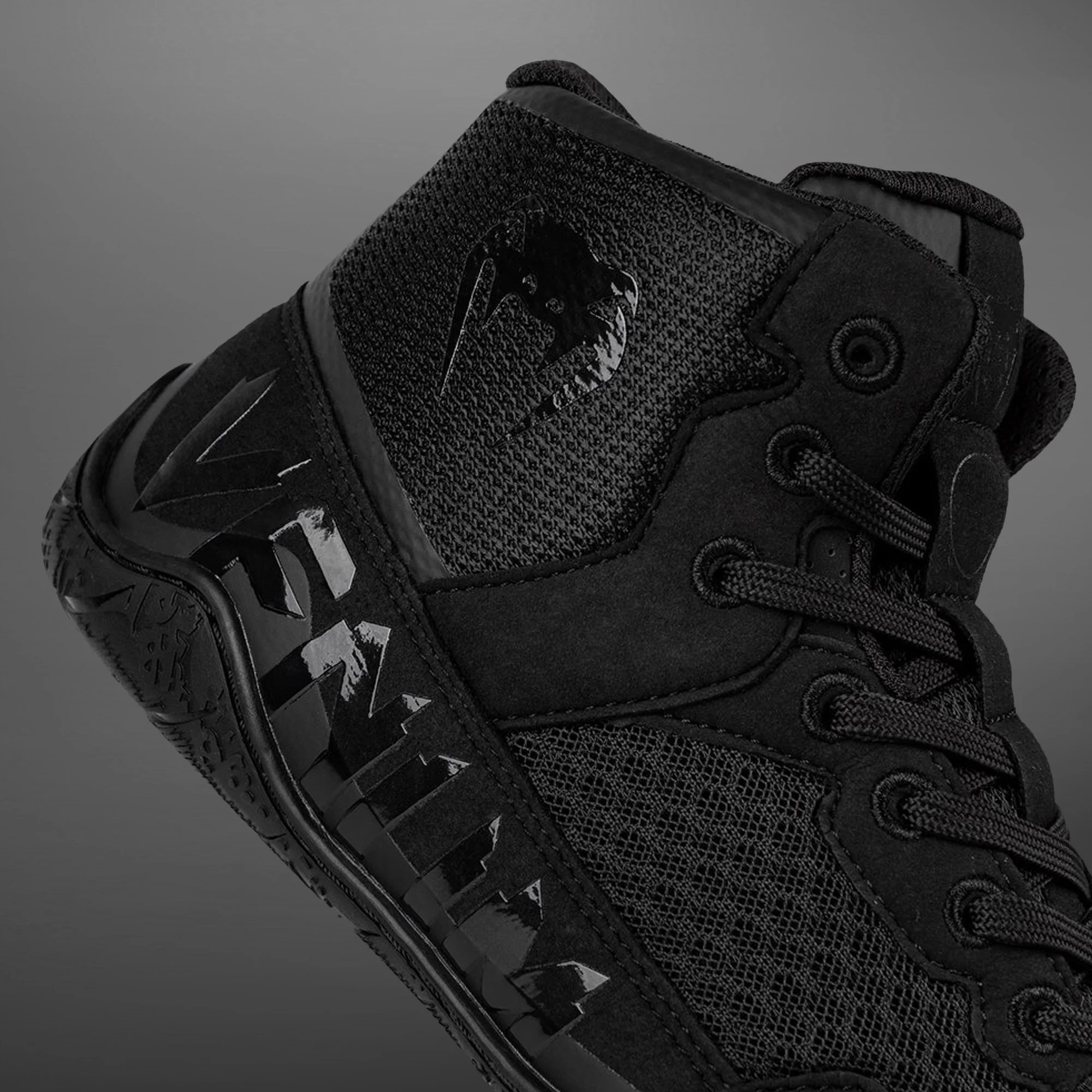 Venum Elite Wrestling Shoes - Black/Black - Image 6