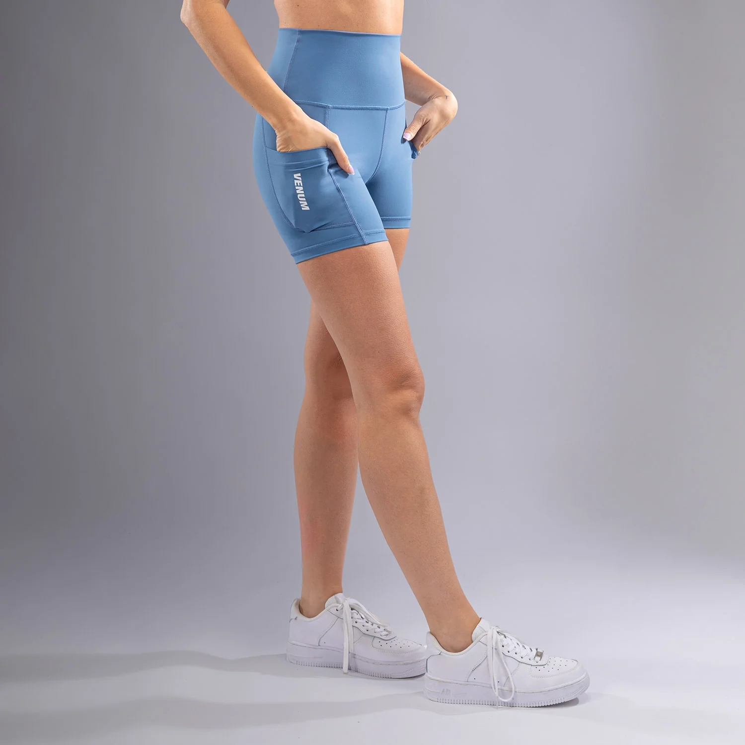 Venum Essential Women's Bike Shorts - Storm Blue - Image 4