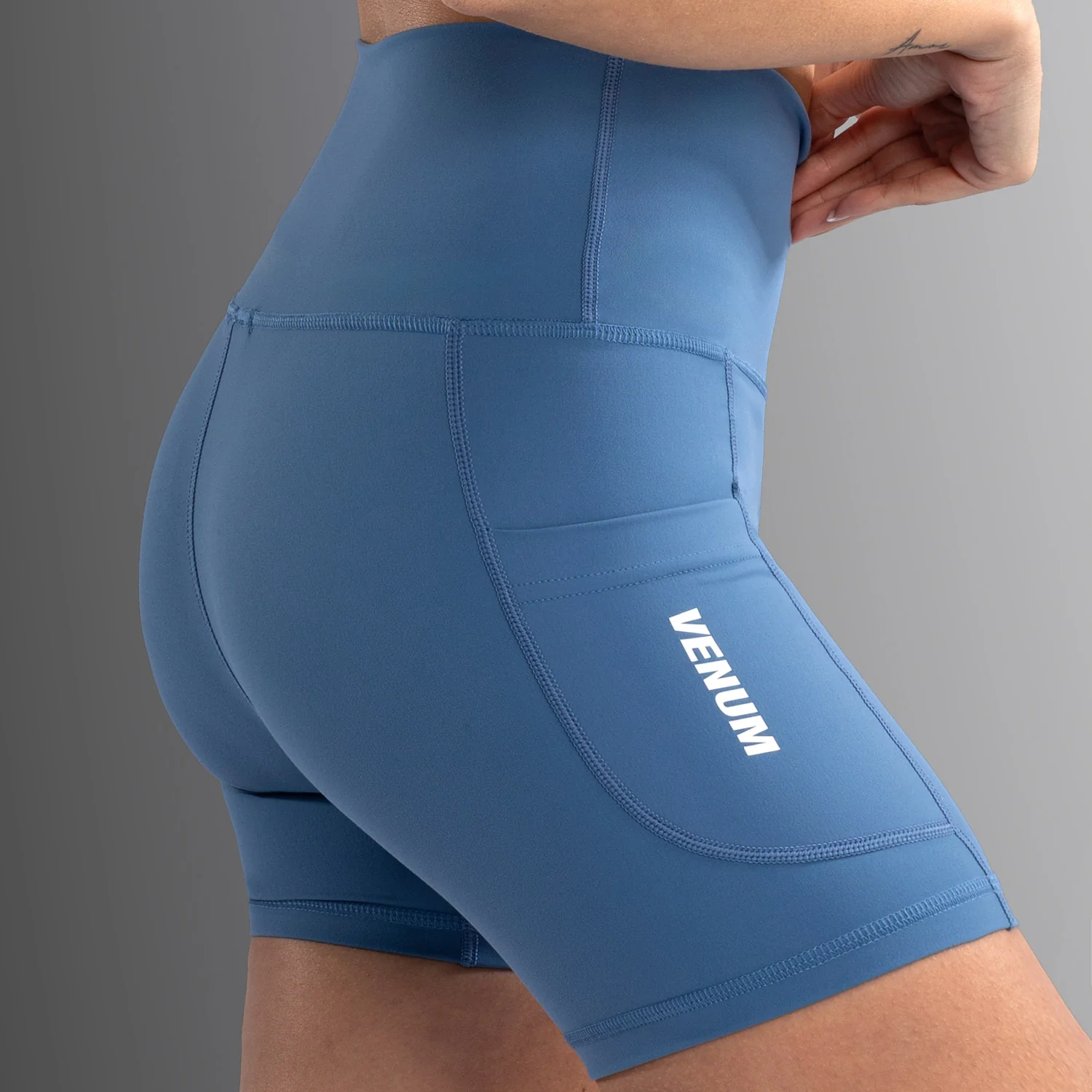 Venum Essential Women's Bike Shorts - Storm Blue - Image 5