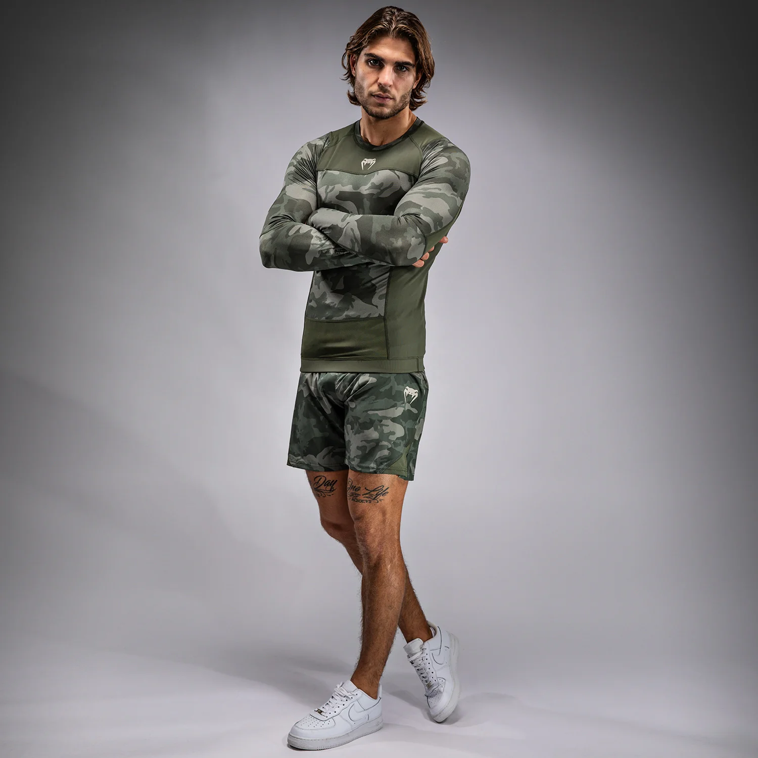 Venum G-Fit Air Men's Long Sleeve Rashguard - Army Camo - Image 2