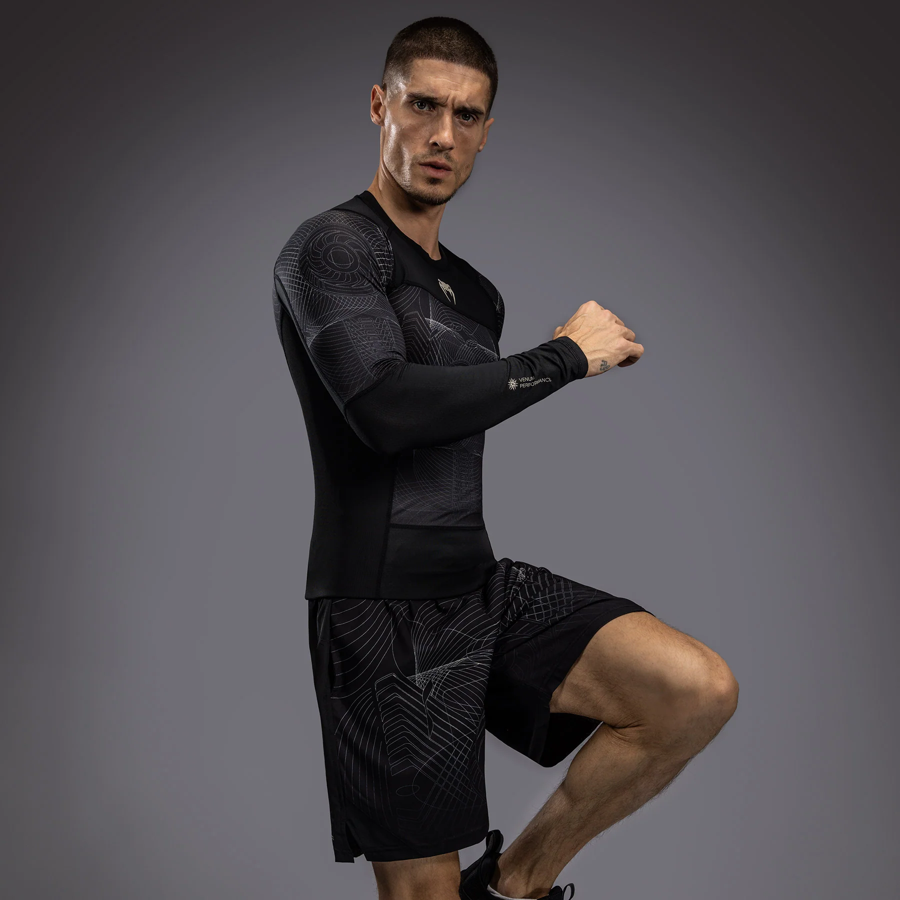 Venum G-Fit Air Men's Long Sleeve Rashguard - Deep Black/Desert Sand - Image 3