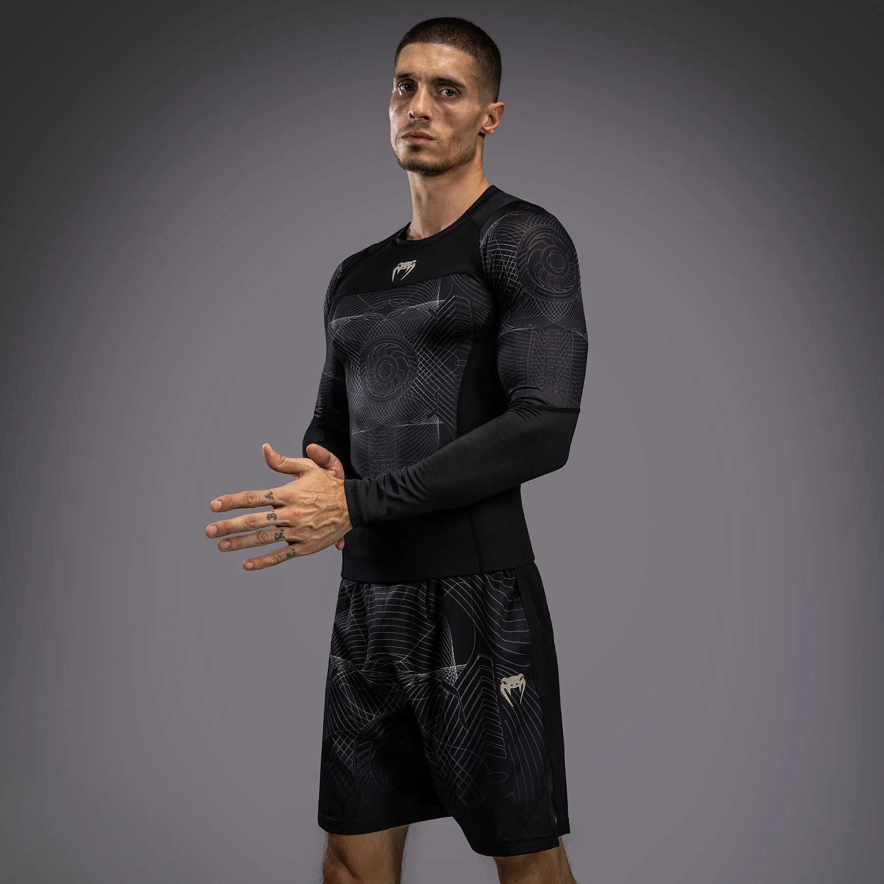 Venum G-Fit Air Men's Long Sleeve Rashguard - Deep Black/Desert Sand - Image 5