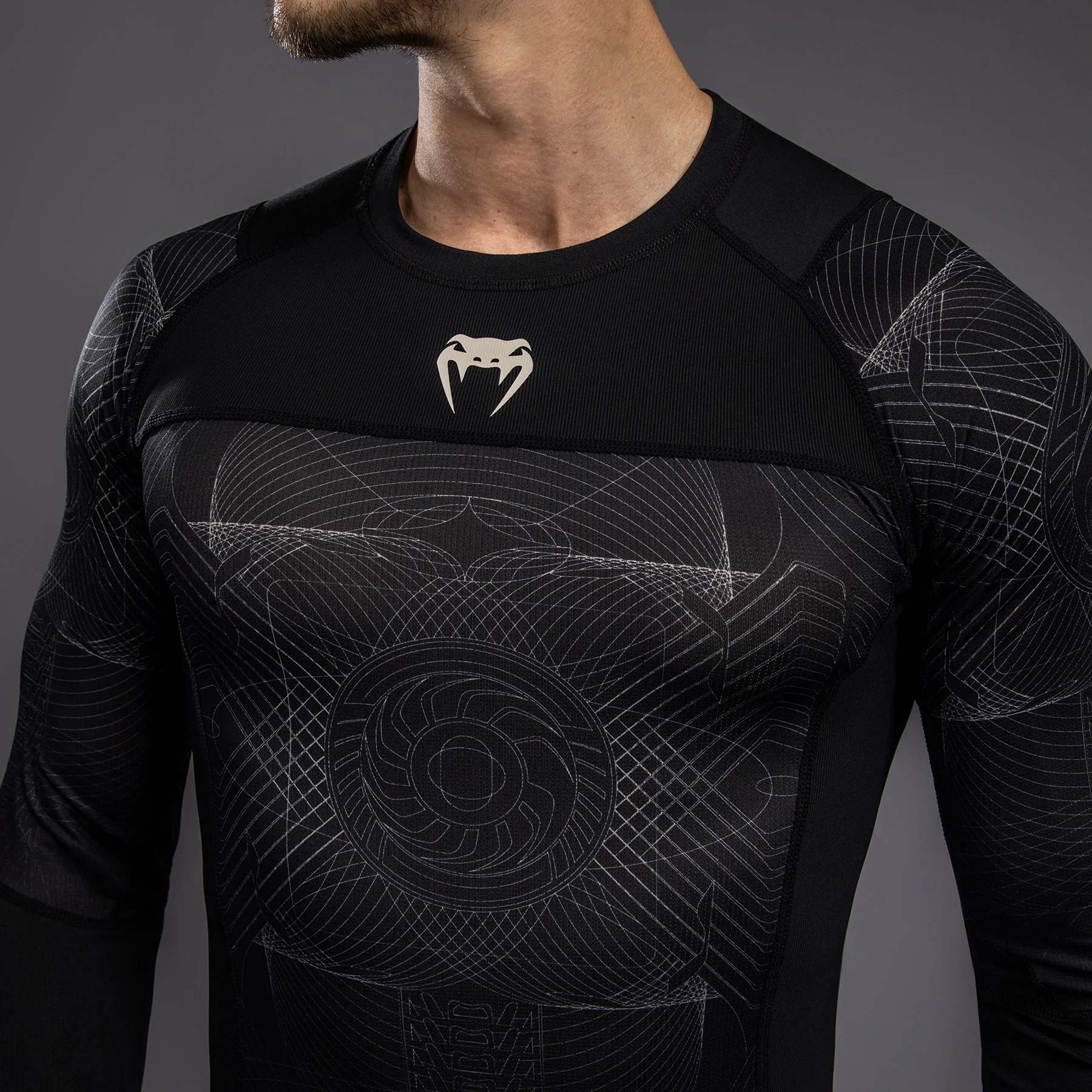Venum G-Fit Air Men's Long Sleeve Rashguard - Deep Black/Desert Sand - Image 7