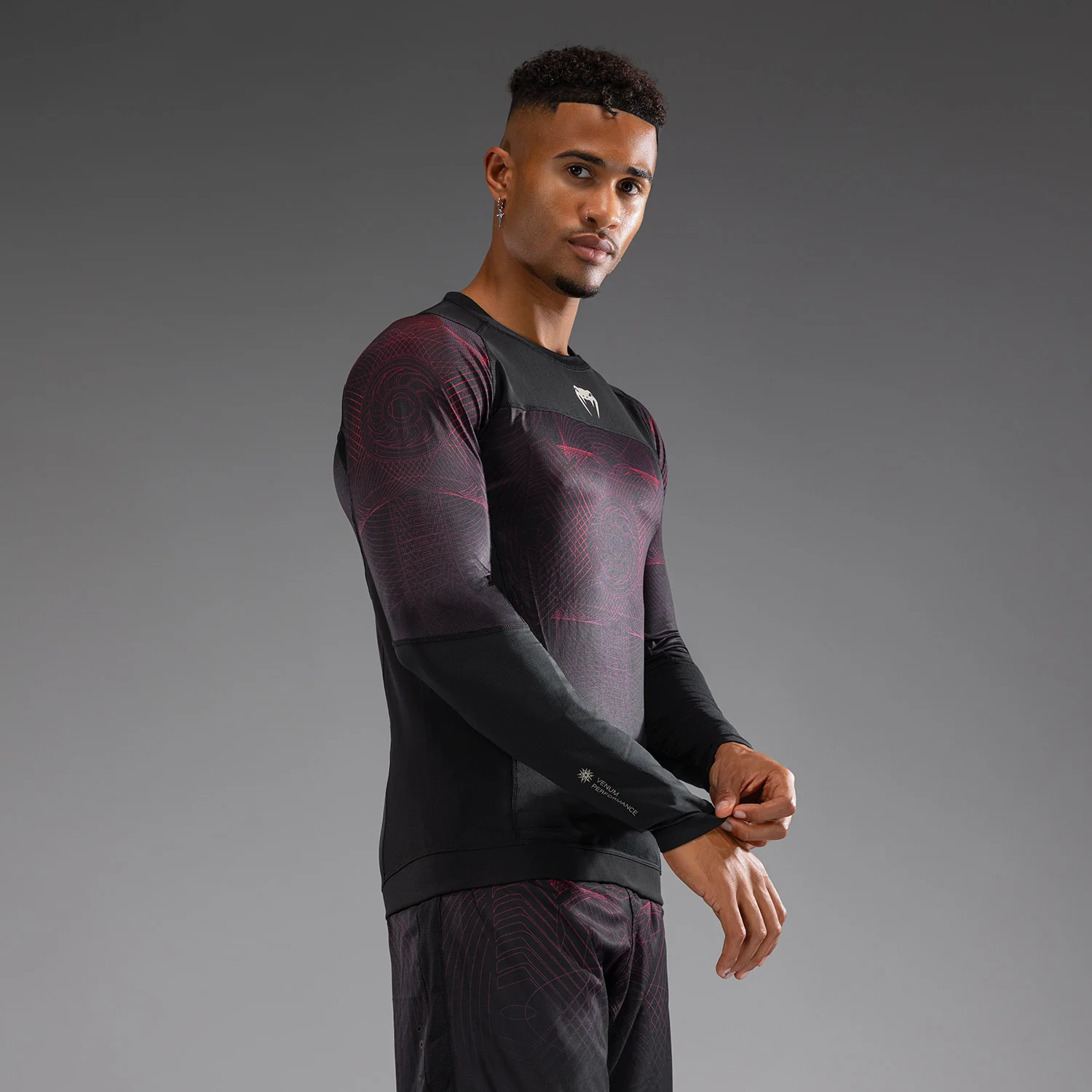 Venum G-Fit Air Men's Long Sleeve Rashguard - Deep Black/Fire Red - Image 4