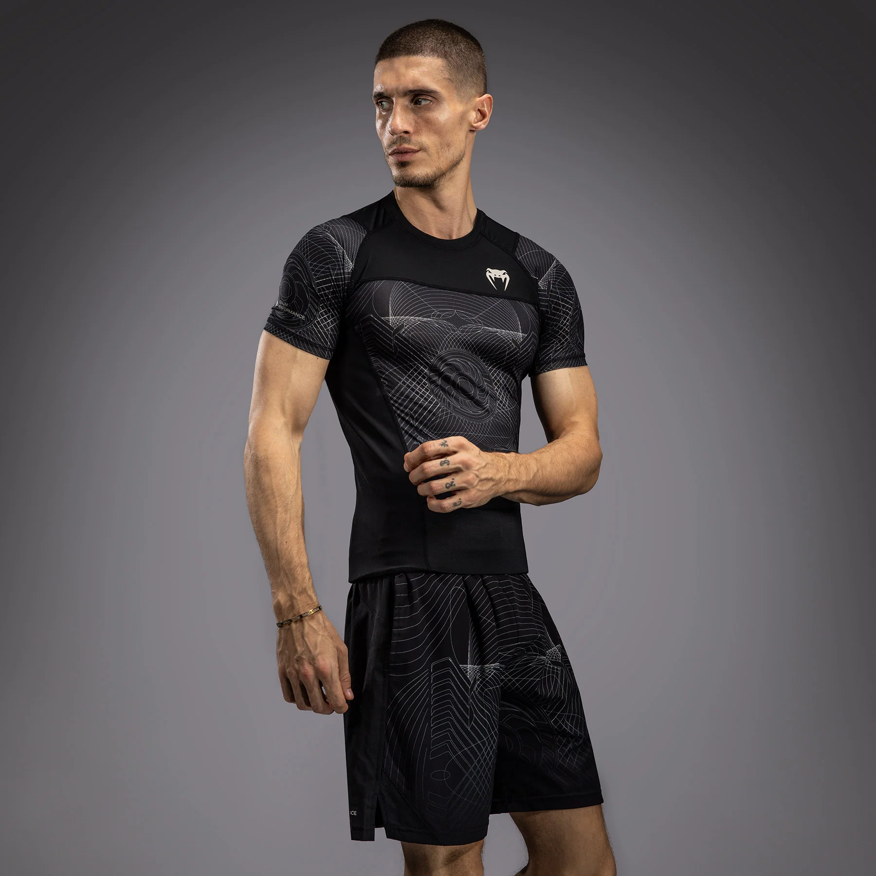 Venum G-Fit Air Men's Short Sleeve Rashguard - Deep Black/Desert Sand - Image 3