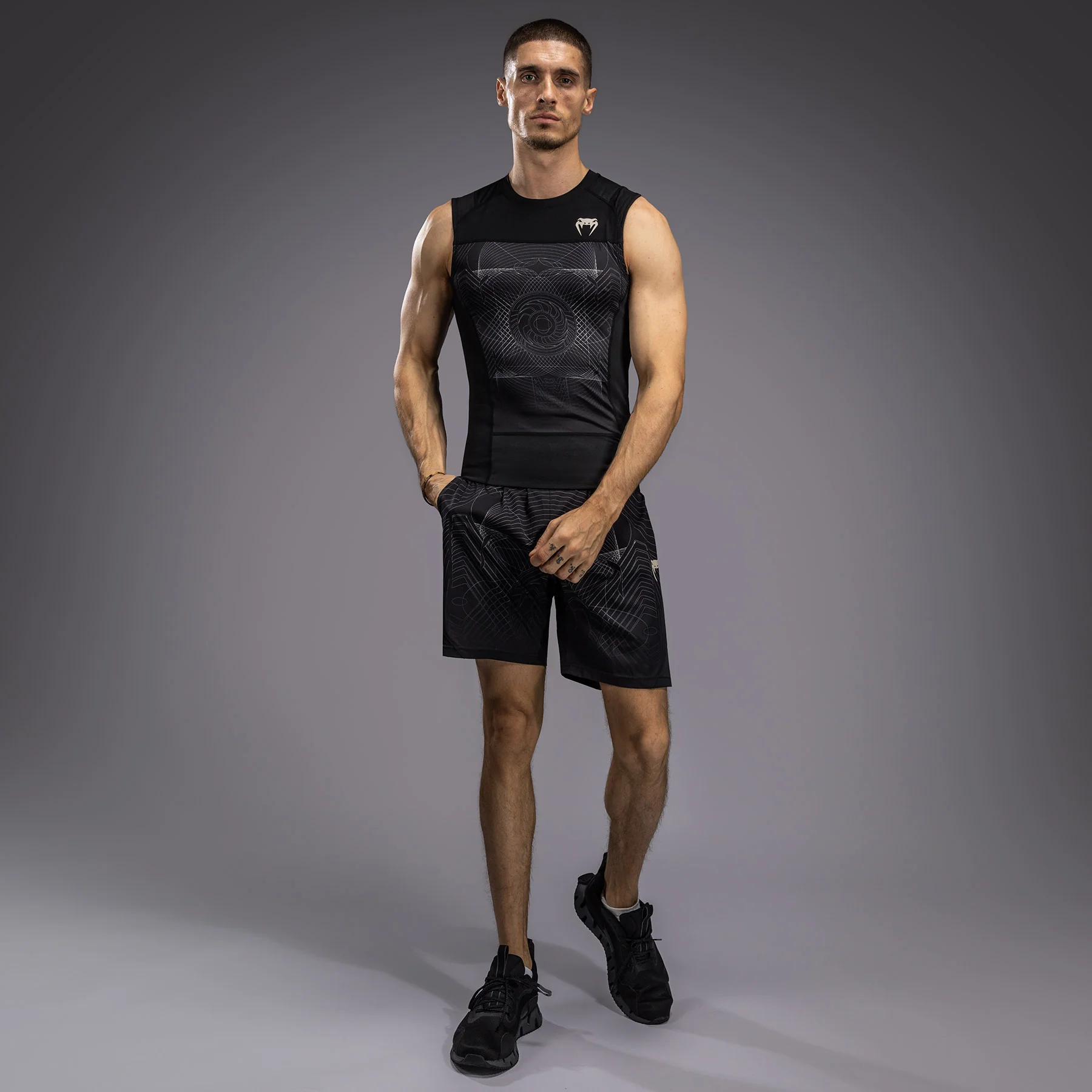 Venum G-Fit Air Men's Sleeveless Rashguard - Deep Black/Desert Sand - Image 4