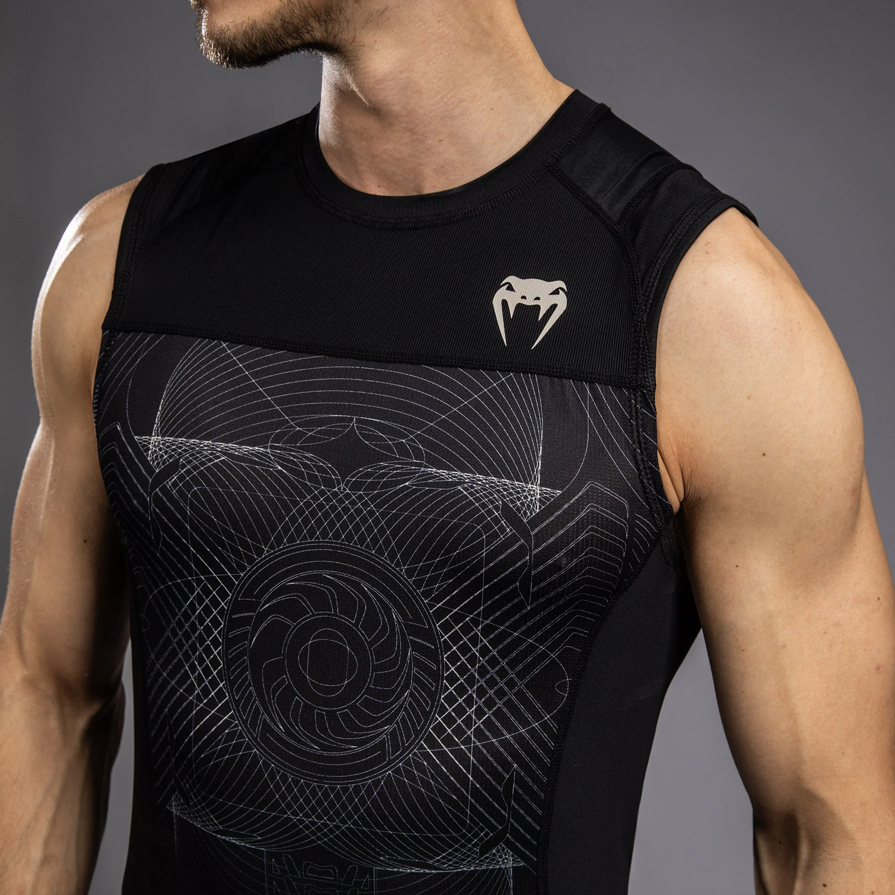 Venum G-Fit Air Men's Sleeveless Rashguard - Deep Black/Desert Sand - Image 8