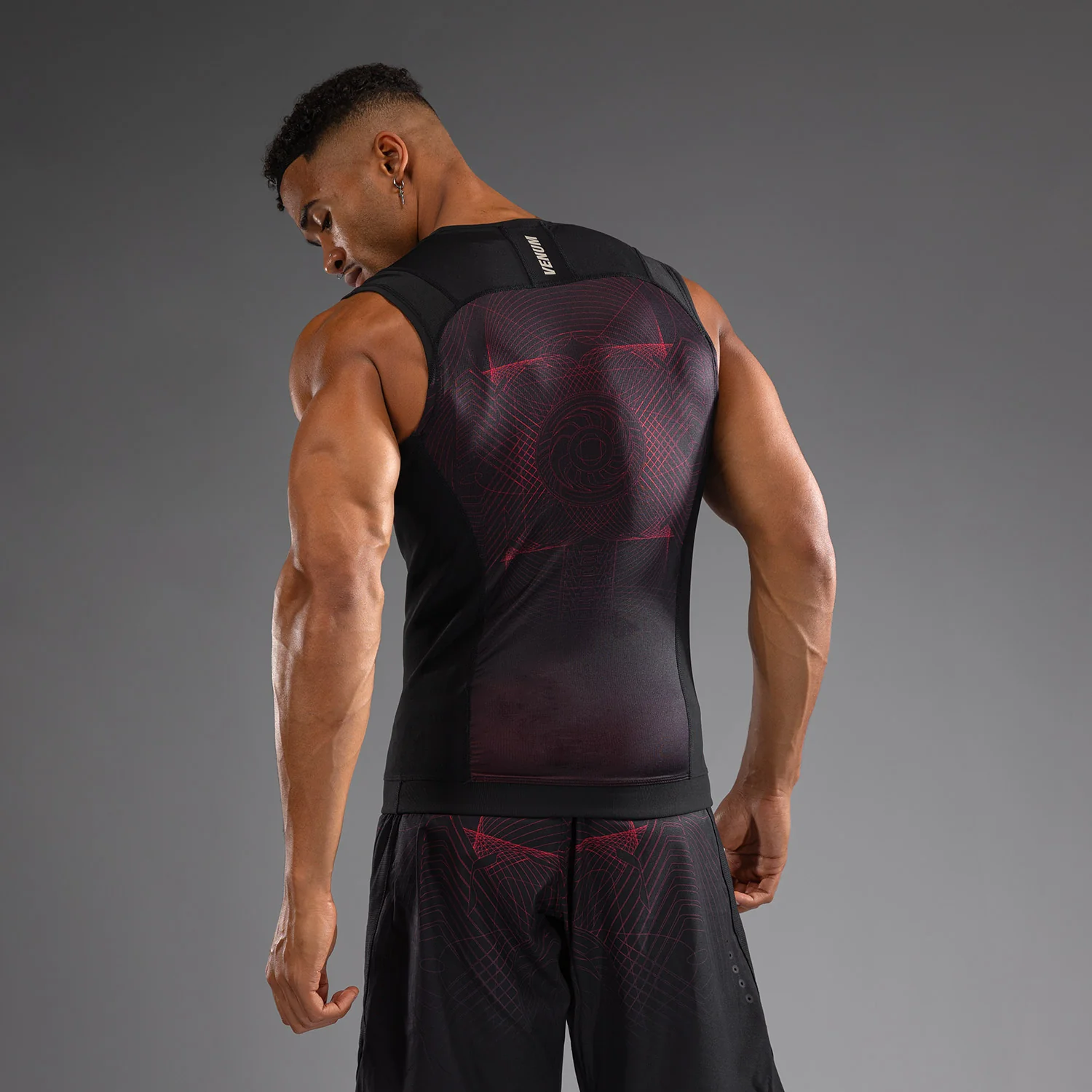Venum G-Fit Air Men's Sleeveless Rashguard - Deep Black/Fire Red - Image 2