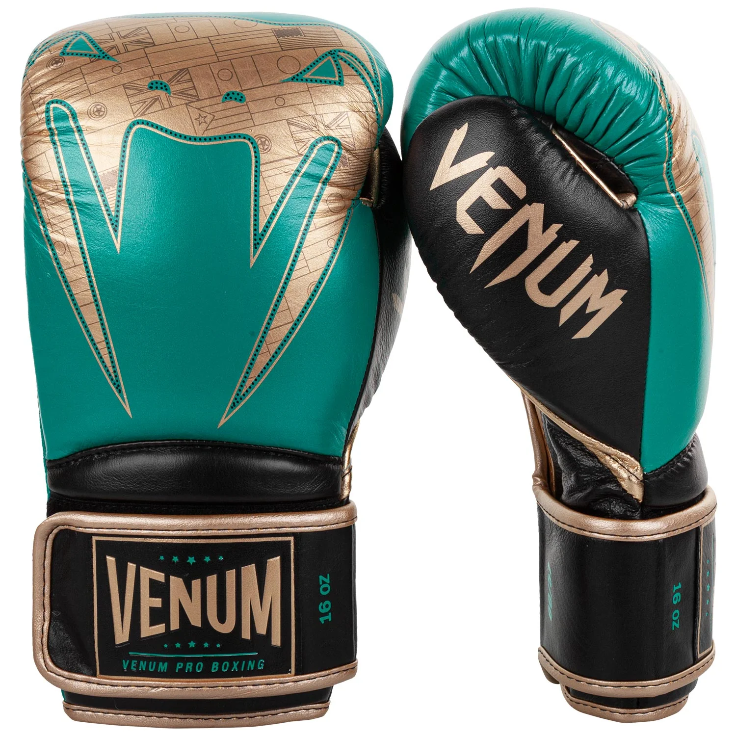 Venum Giant 2.0 Pro Boxing Gloves WBC Limited Edition - Velcro - Green Metallic/Gold - Image 2