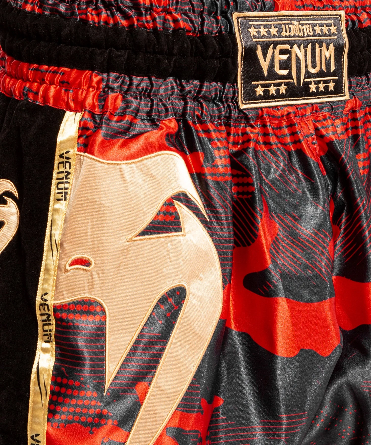 Venum Giant Camo Muay Thai Shorts - Red/Gold - Image 3