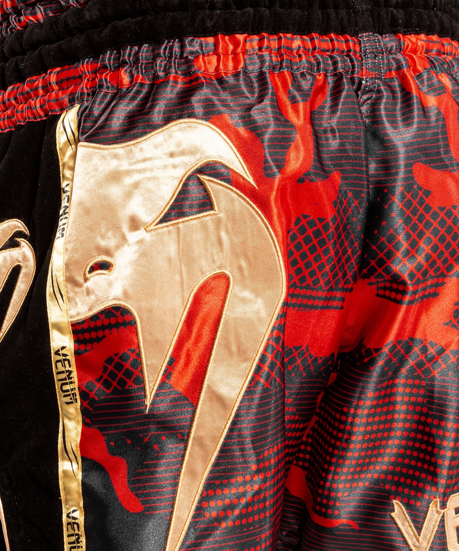 Venum Giant Camo Muay Thai Shorts - Red/Gold - Image 4