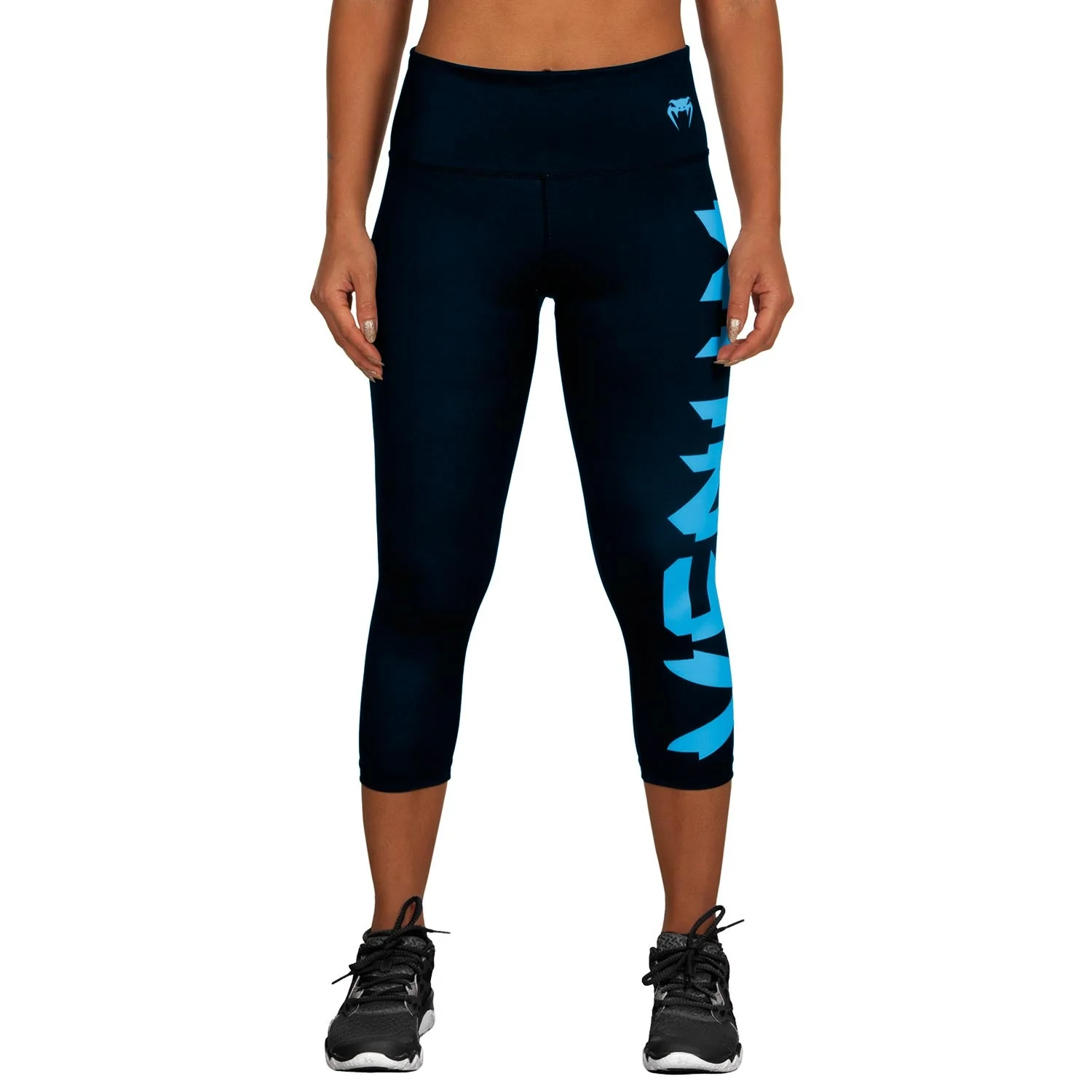 Venum Giant Cropped Leggings - Black/Cyan - Image 2