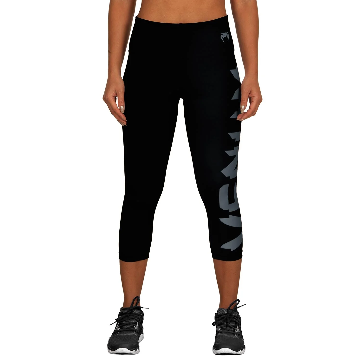 Venum Giant Cropped Leggings - Black/Grey - Image 2