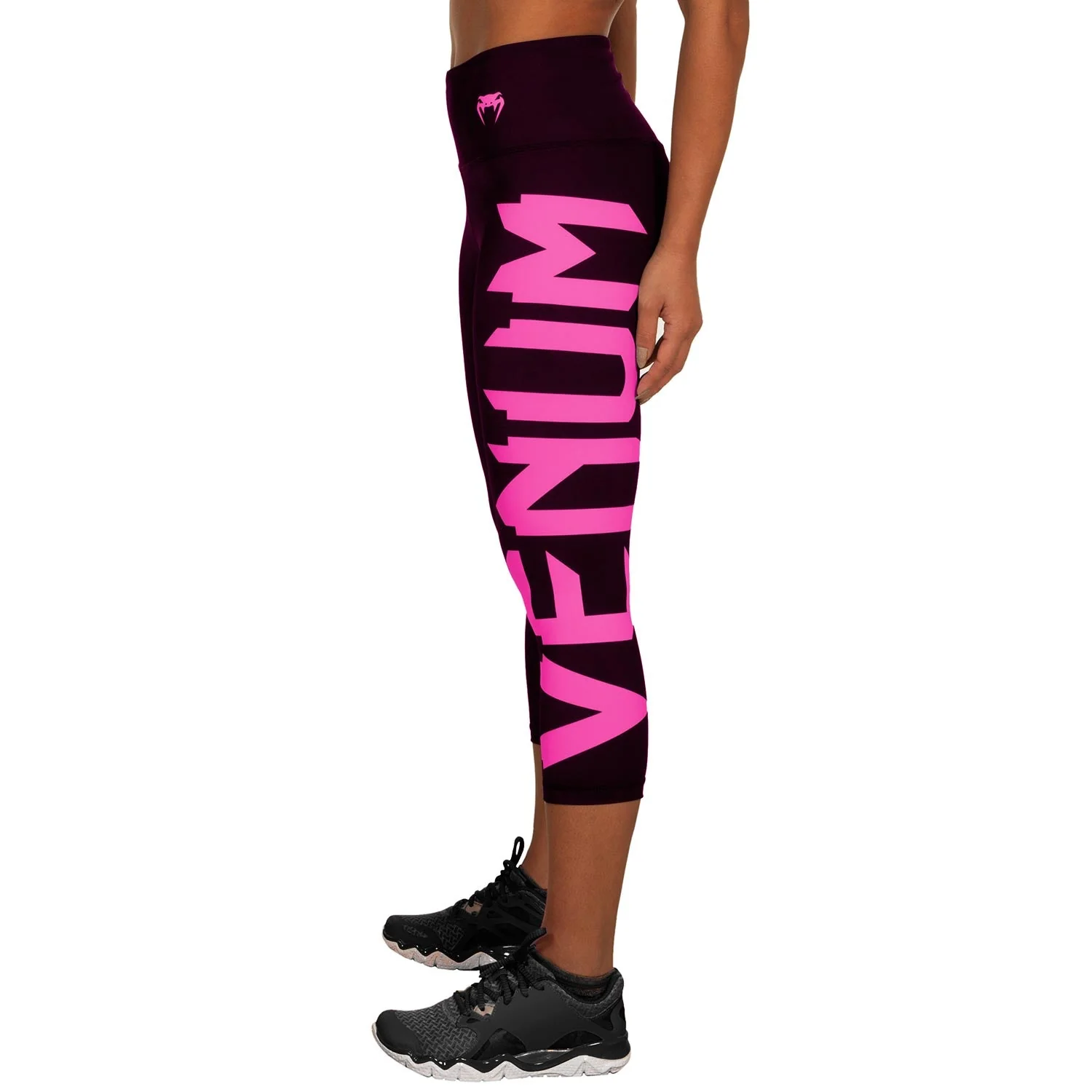 Venum Giant Cropped Leggings - Black/Neo Pink - Image 4