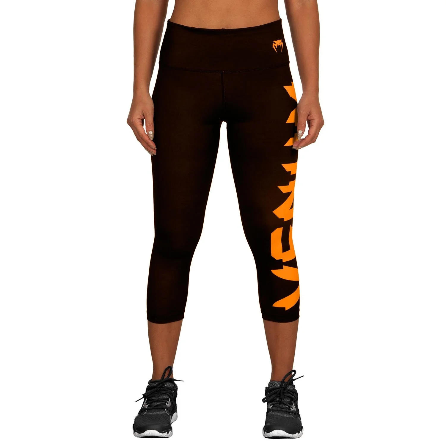 Venum Giant Cropped Leggings - Black/Orange - Image 2