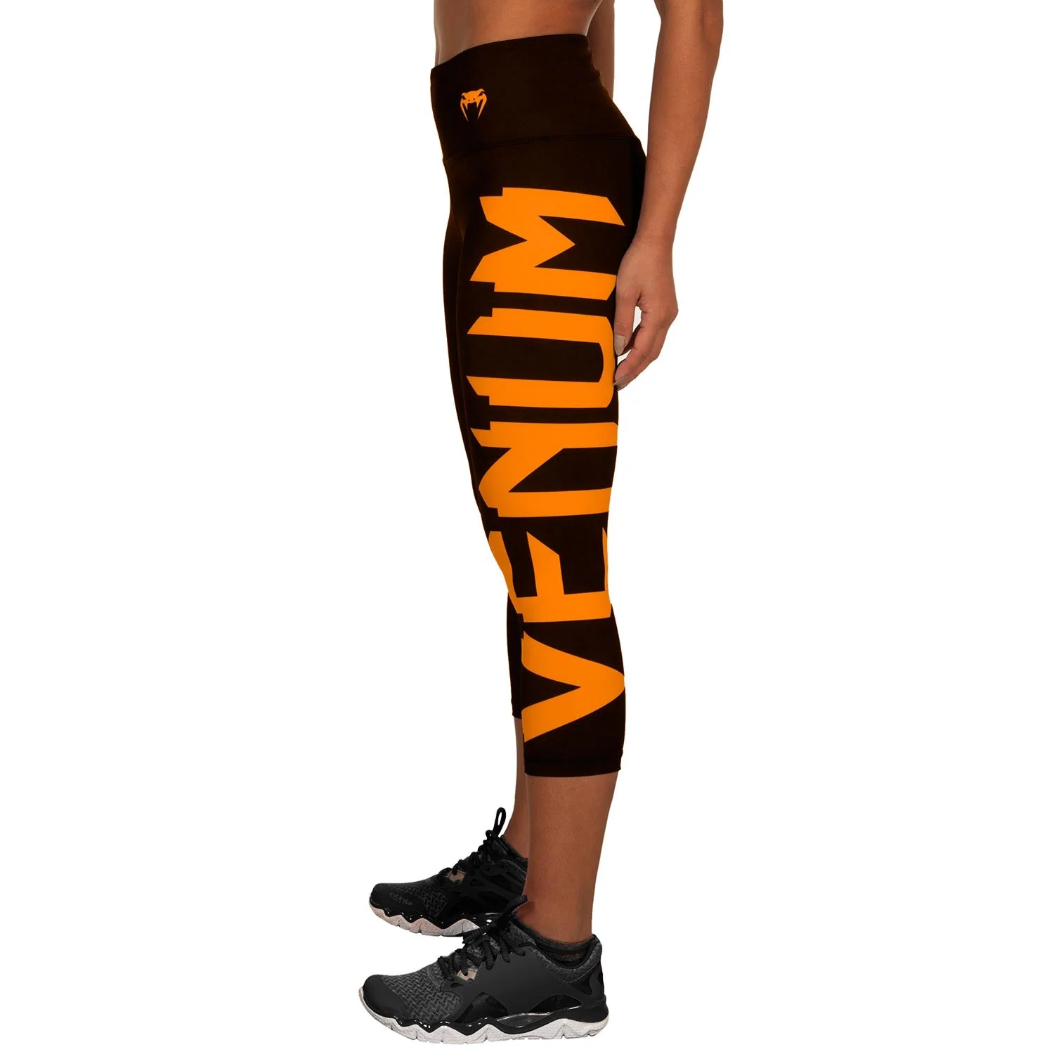 Venum Giant Cropped Leggings - Black/Orange - Image 4