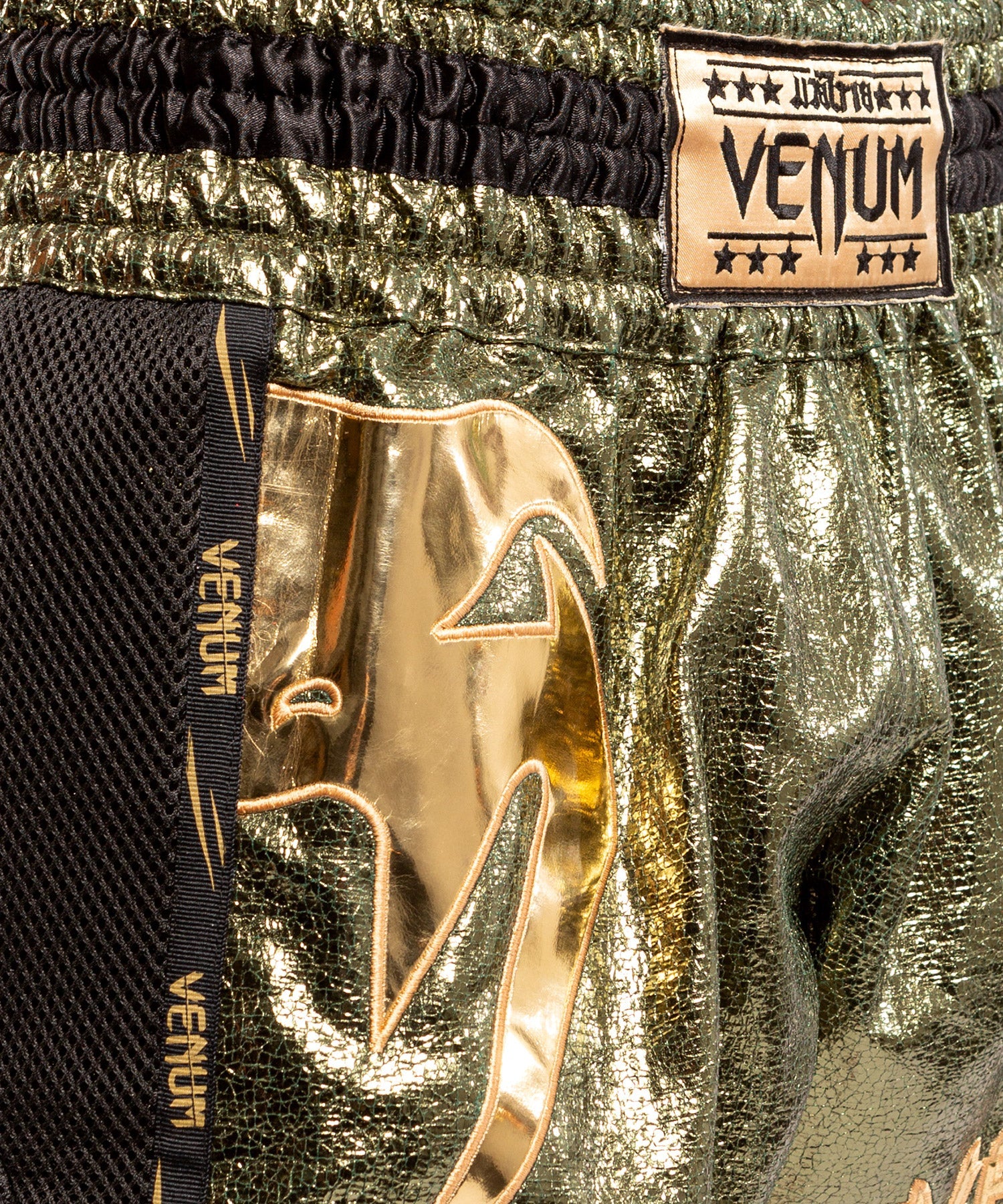 Venum Giant Foil Muay Thai Shorts - Khaki/Gold - Image 3
