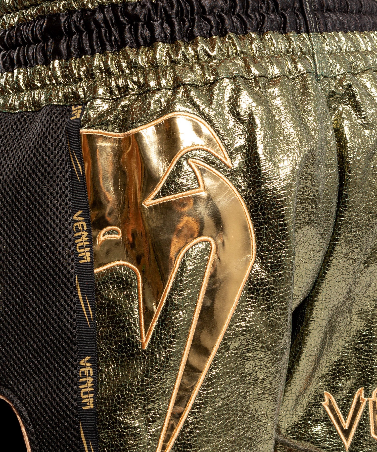Venum Giant Foil Muay Thai Shorts - Khaki/Gold - Image 4