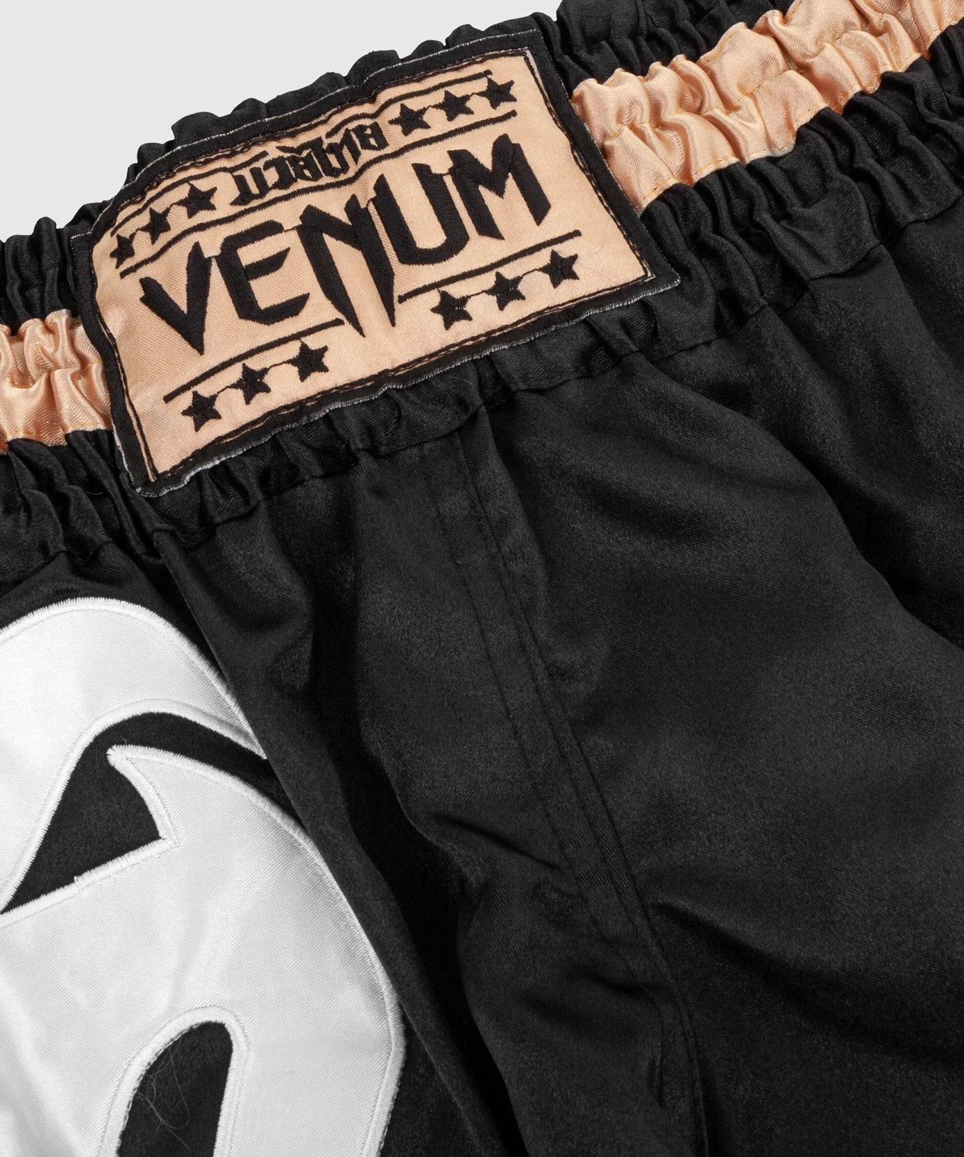 Venum Giant Muay Thai Shorts - Black/White/Gold - Image 5