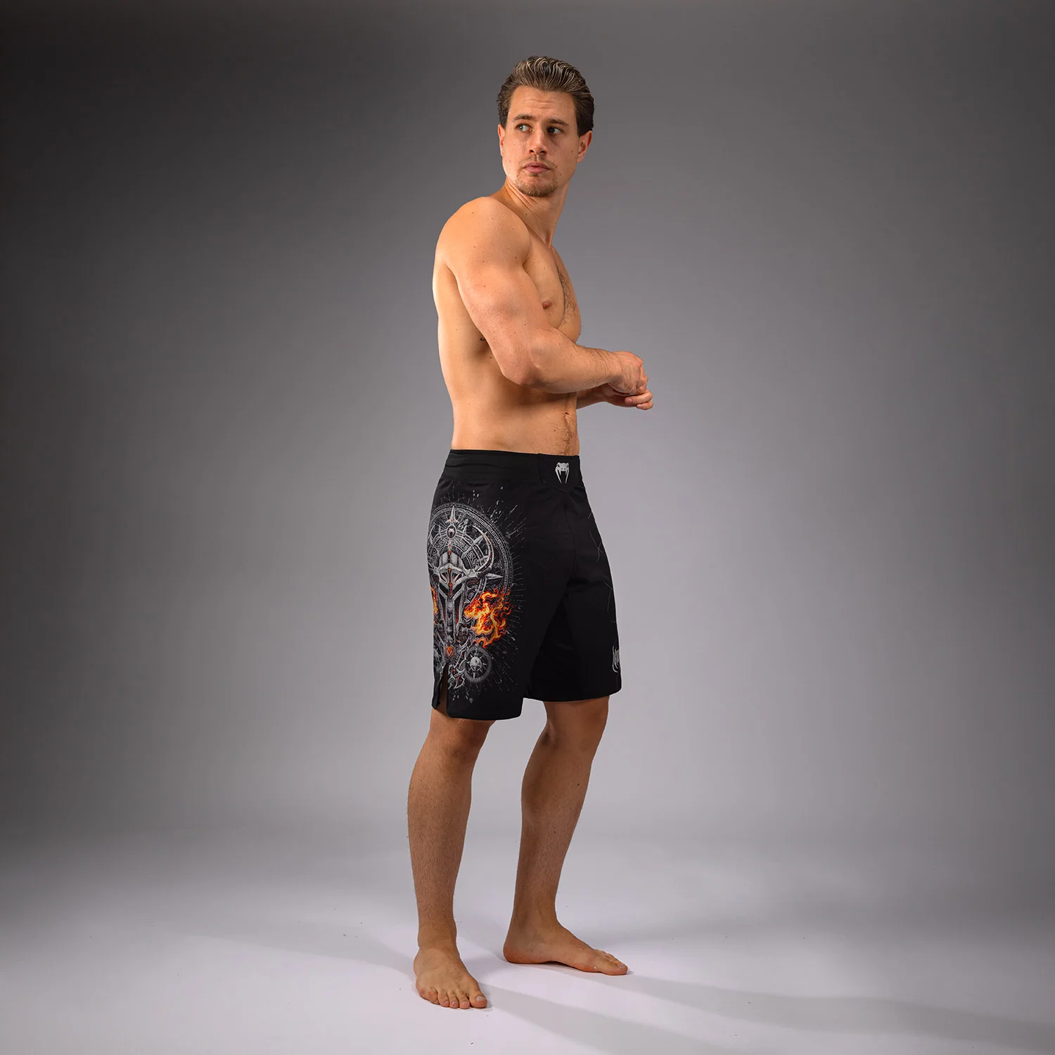 Venum Gladiator 5.0 Men’s Fight Shorts - Black/Silver