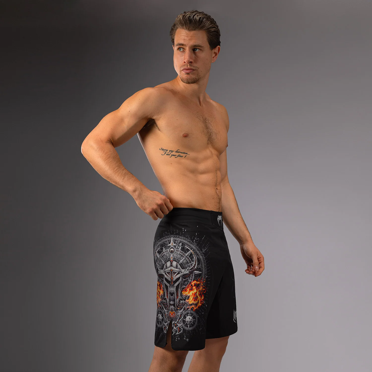 Venum Gladiator 5.0 Men’s Fight Shorts - Black/Silver - Image 5