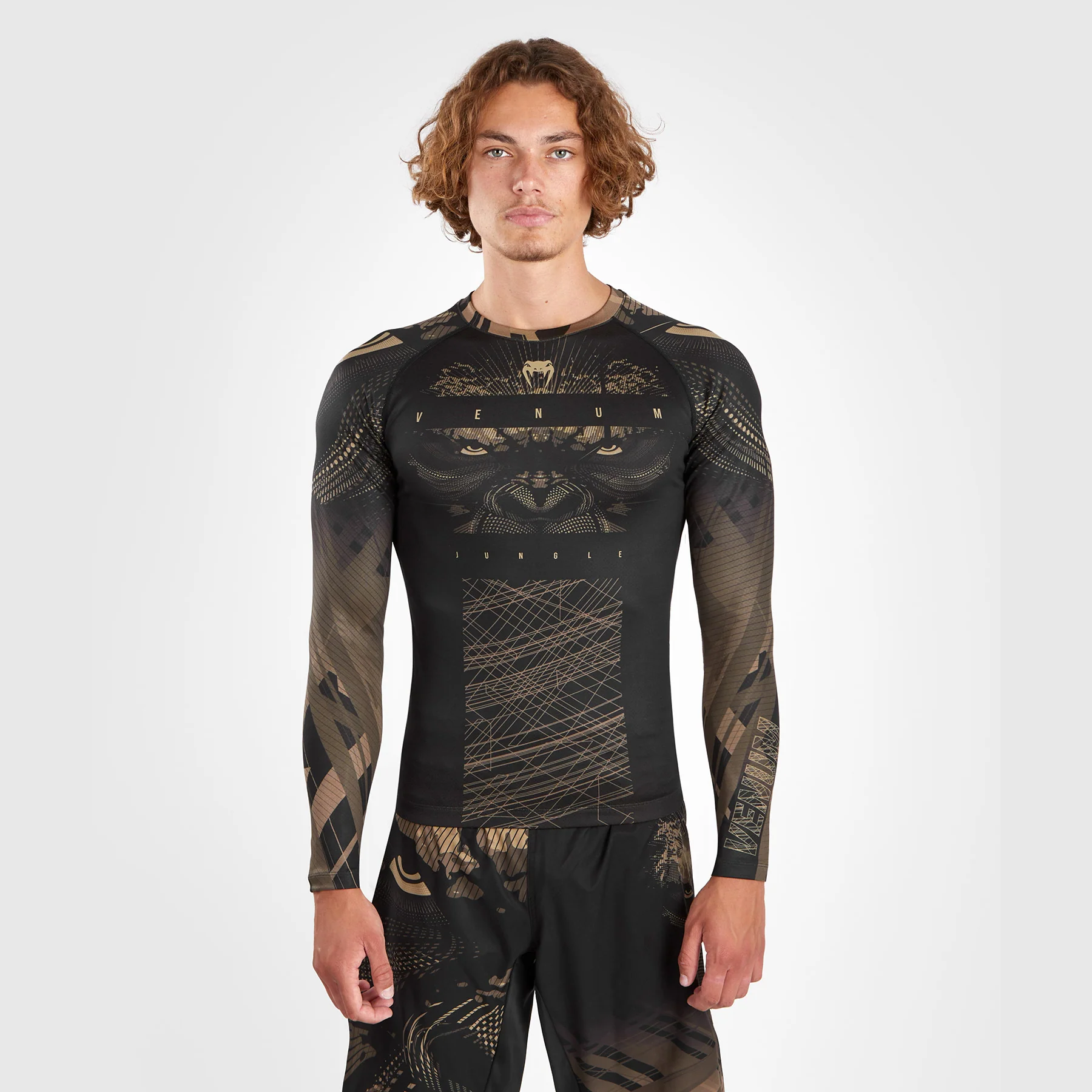 Venum Gorilla Jungle Rashguard Long Sleeves - Black/Sand - Image 3